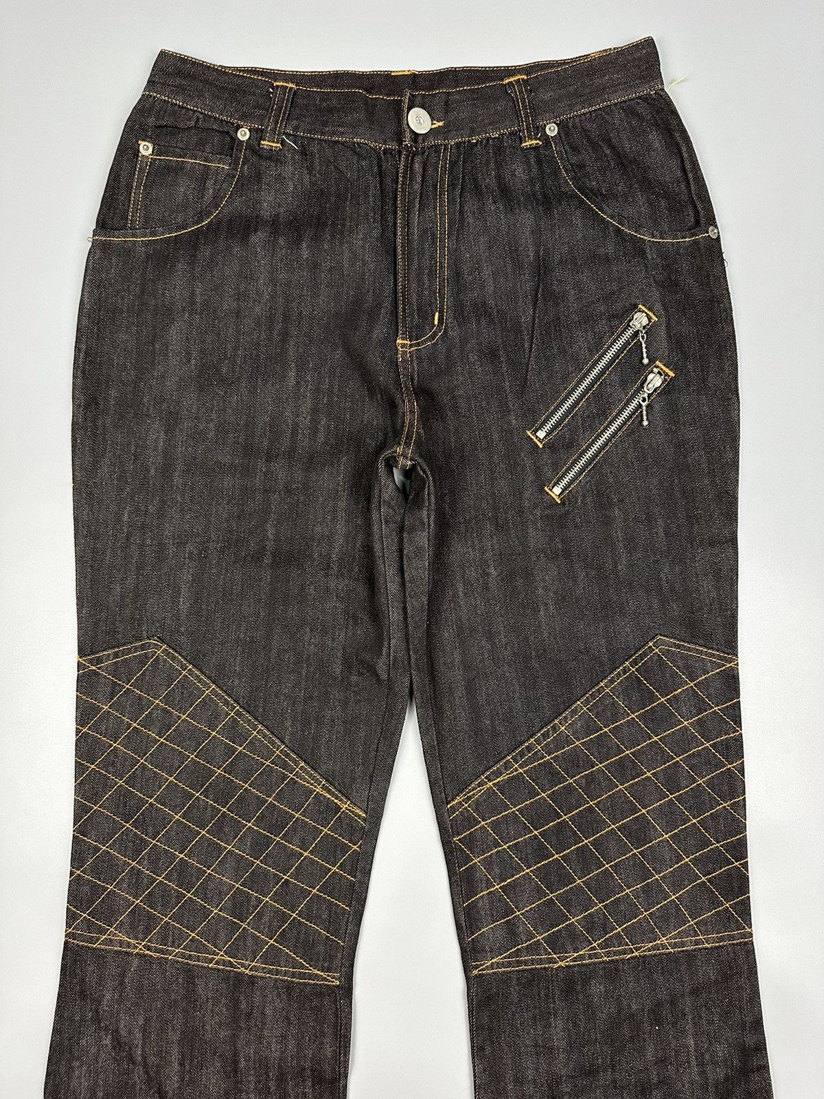 If Six Was Nine × Le Grande Bleu (L.G.B.) Seditionaries Double Knees Multi Zipper Flared Denim Size US 31 - 3 Thumbnail