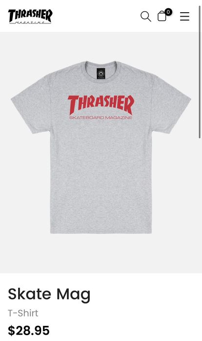 Grey and red thrasher shirt hotsell