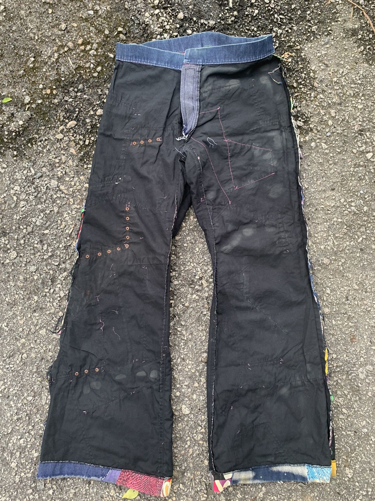 If Six Was Nine × Japanese Brand FLARE PATCHWORK HANDMADE HIPPIES STYLE REWORK INSANE PANTS🌈 Size US 32 / EU 48 - 21 Thumbnail