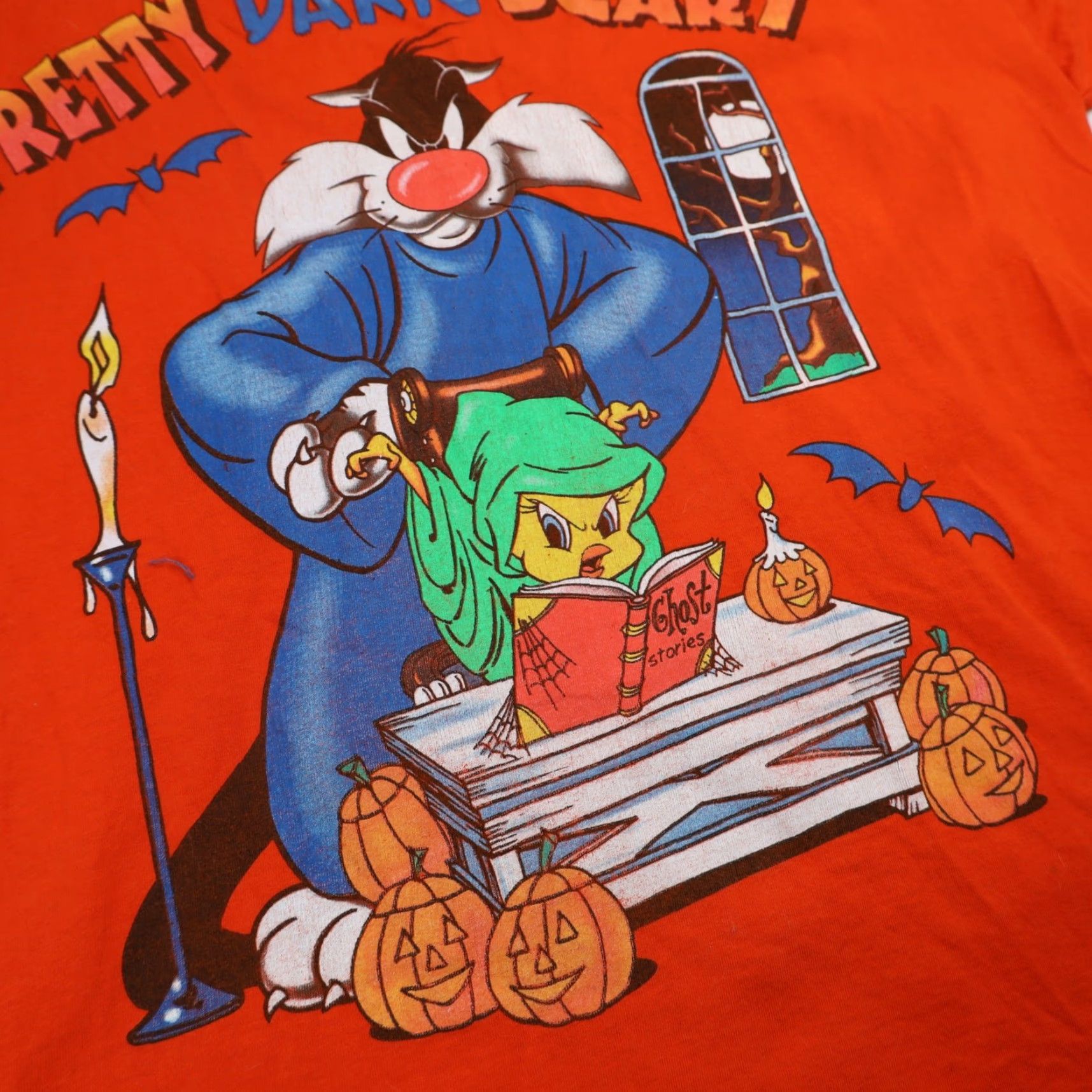 Vintage VINTAGE Looney Tunes Halloween Mens XL Graphic T Shirt Orange Size US XL / EU 56 / 4 - 5 Thumbnail