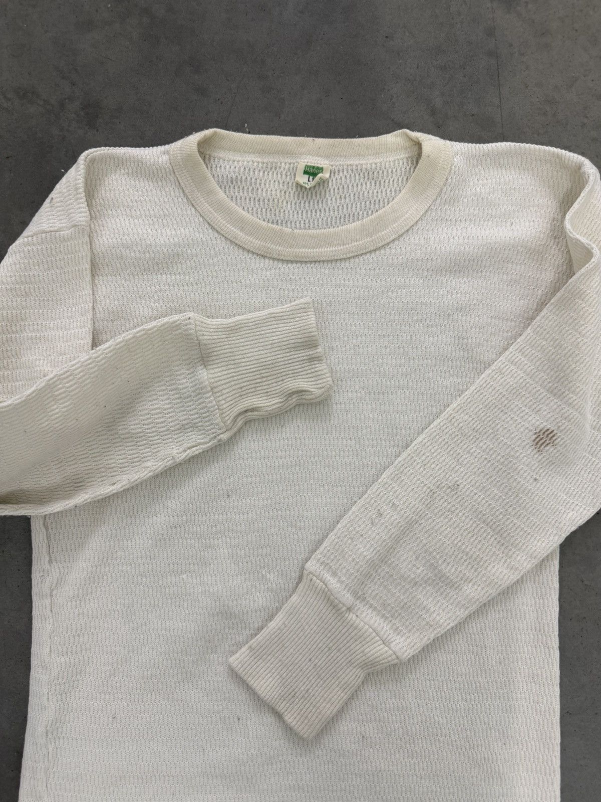 Hanes Vintage Hanes Thermal Lined White Long Sleeve Shirt 70s USA Size US L / EU 52-54 / 3 - 2 Thumbnail
