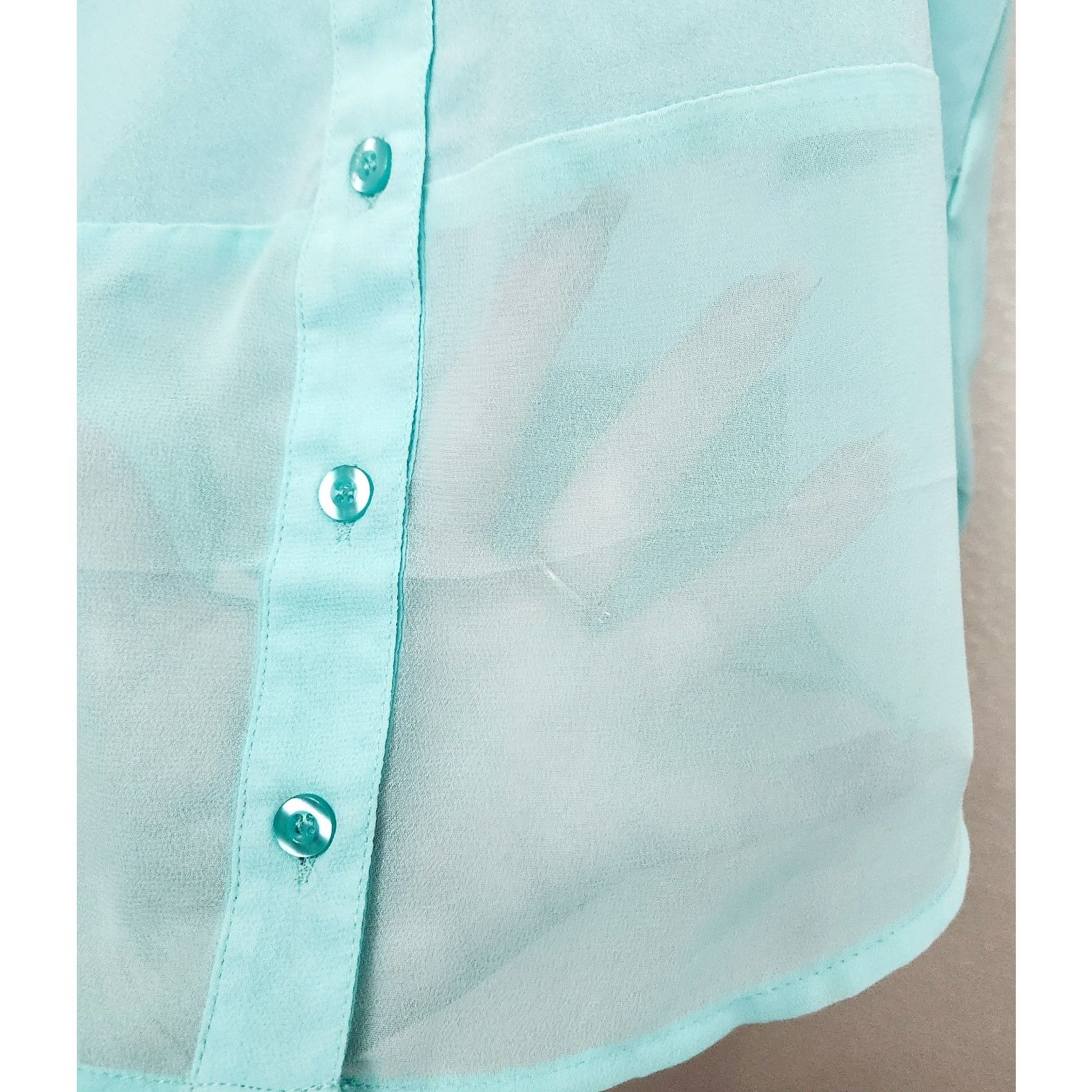 Other Mine Teal Sleeveless Button Up Top Small Lightweight Size S / US 4 / IT 40 - 3 Thumbnail