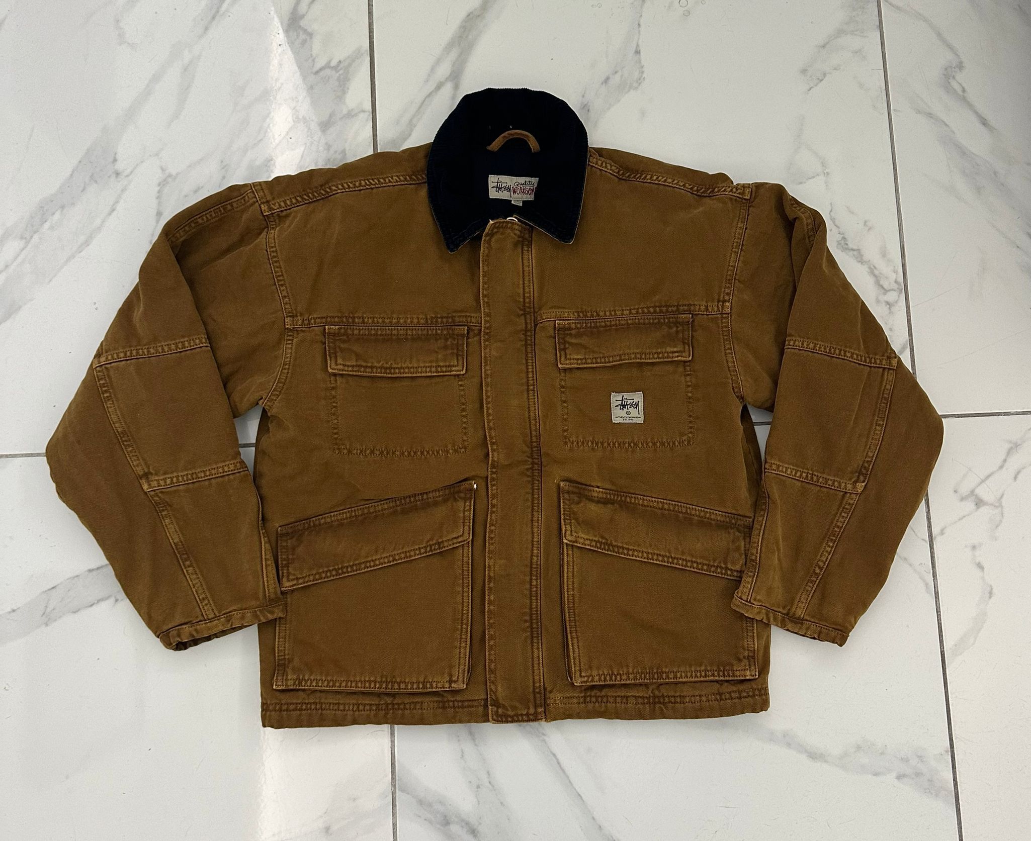 ジャケット・アウター stussy washed canvas shop jacket brown STUSSY WASHED CANVAS SHOP JACKET BRONZE SİZE L K | eBay