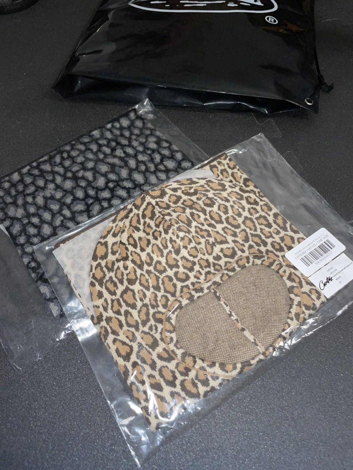 Corteiz CORTEIZ LEOPARD JACQUARD KNIT BALACLAVA [BROWN] Size ONE SIZE - 5 Thumbnail