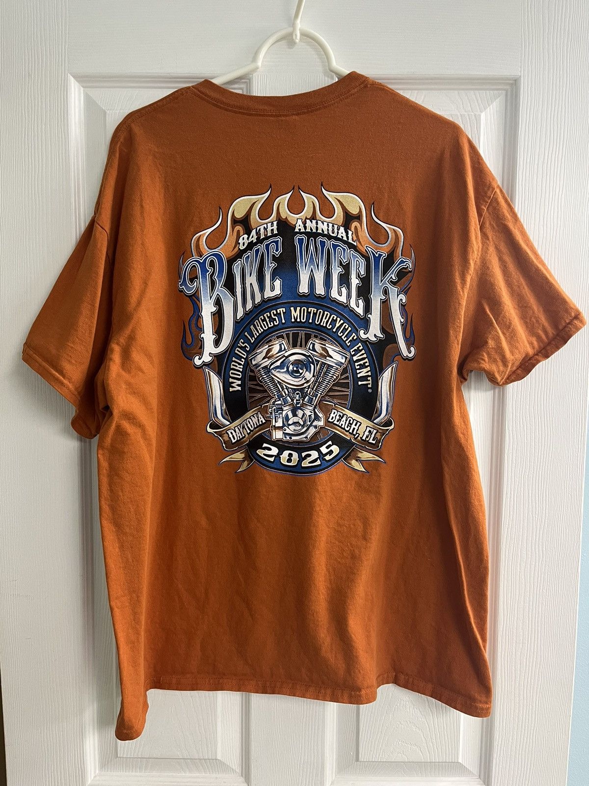 Harley Davidson Daytona Beach FL Bike Week 2025 Flame Graphic Orange Tshirt Size US XL / EU 56 / 4 - 1 Thumbnail