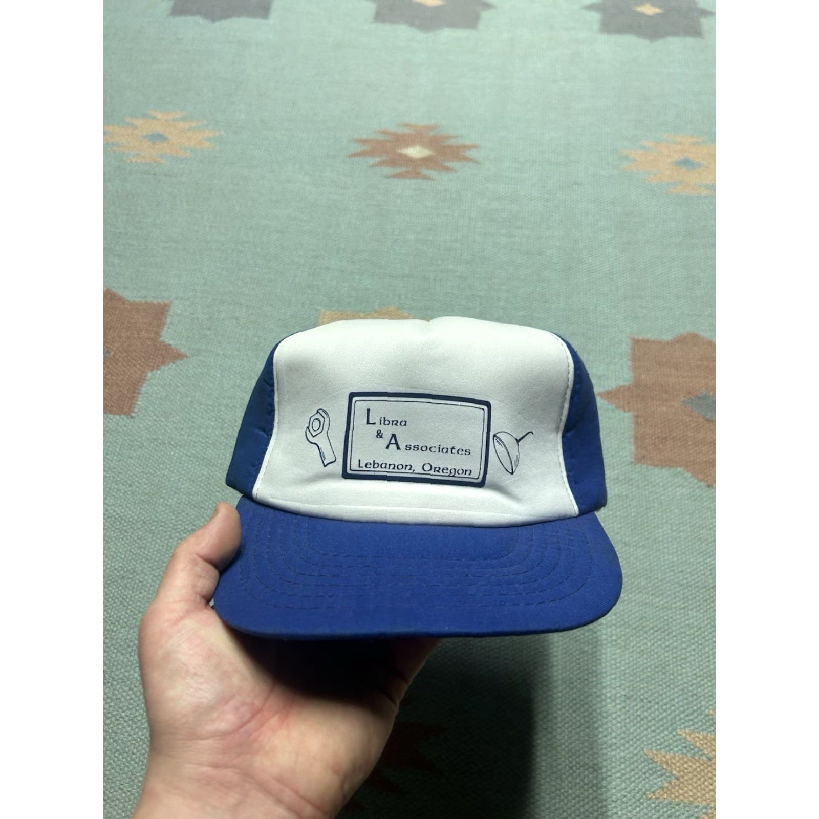 Vintage VINTAGE SnapBack Hat Cap Libra & Associates Lebanon Oregon blue white adjustable Mens Adjustable Cap Size ONE SIZE - 2 Thumbnail