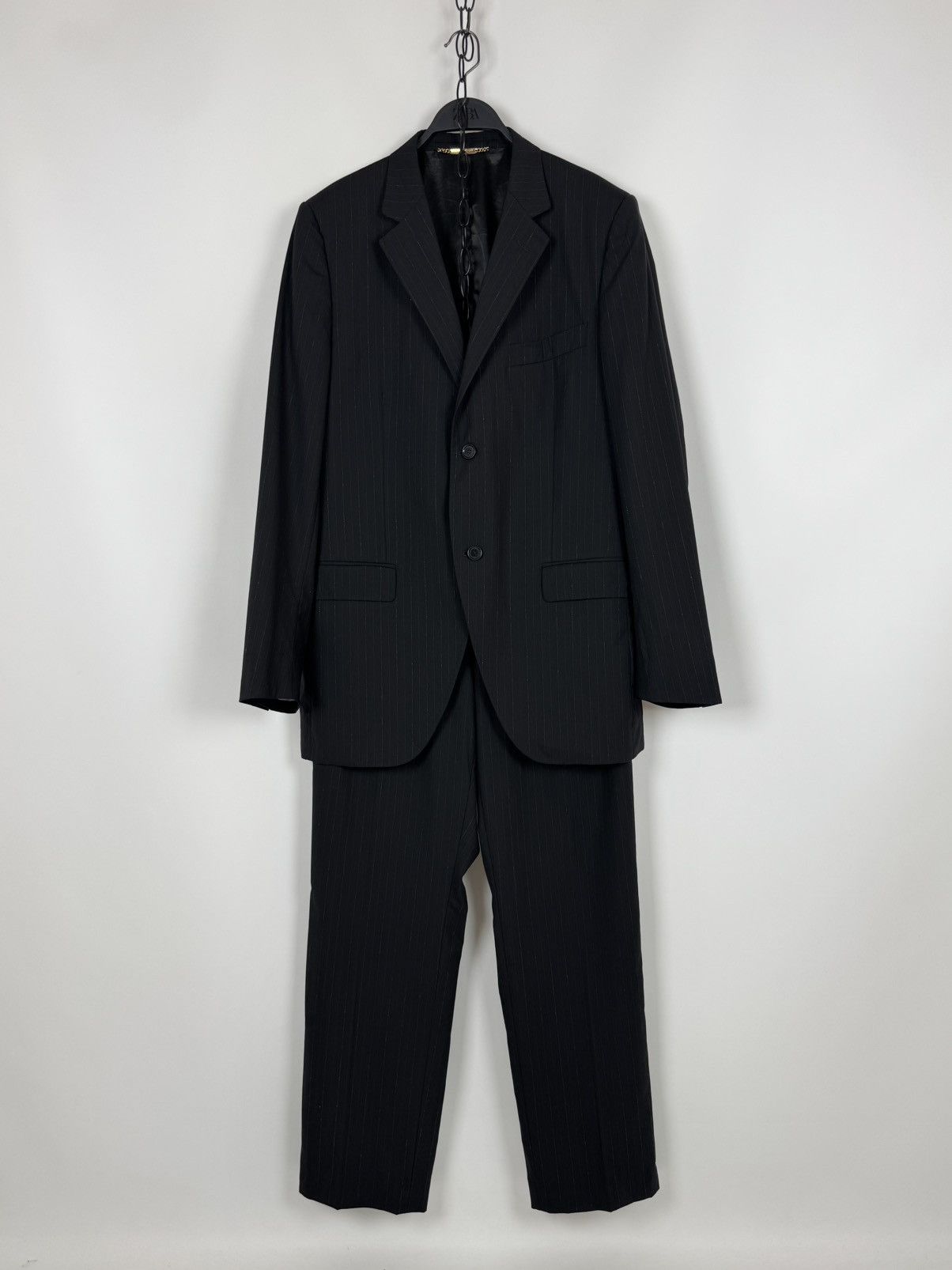 Dolce & Gabbana Dolce&Gabbana Striped Viscose Blend Classic Black Suit Size 54R - 1 Thumbnail