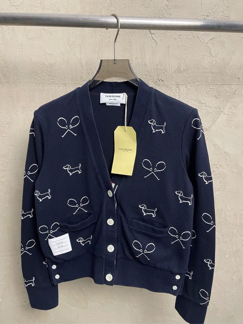 Thom Browne Thom browne Navy blue embroidered puppy tennis cardigan jac Size XS / US 0-2 / IT 36-38 - 3 Thumbnail