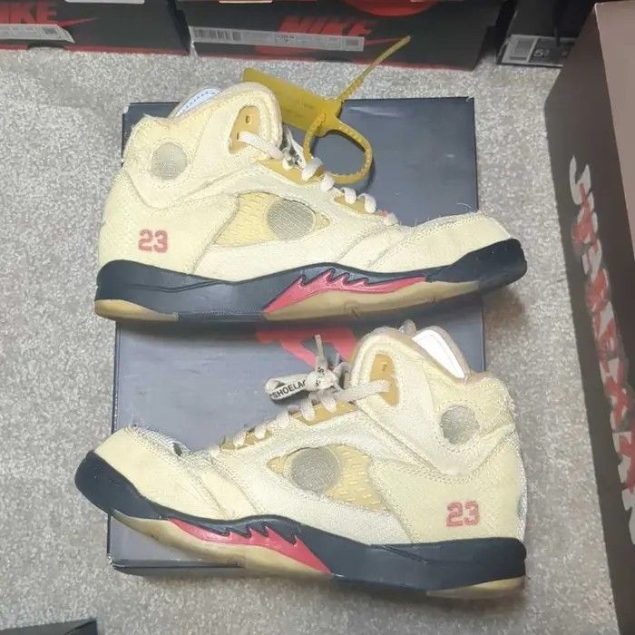 Jordan Brand Off-White x Air Jordan 5 Retro SP PS 'Sail' Size 3 US Y Box Size US 4.5 / IT 34.5 - 1 Thumbnail