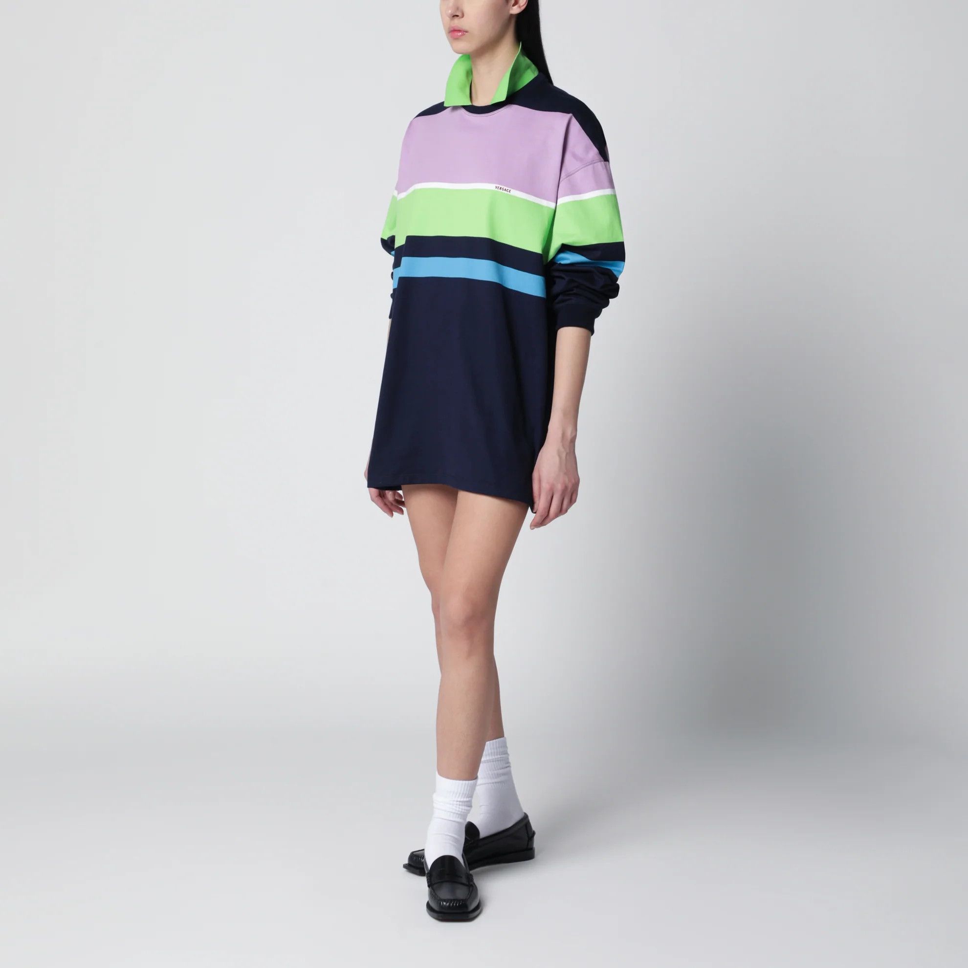 Versace o1d2blof0426 Striped Long-Sleeve Cotton Mini Dress Size M / US 6-8 / IT 42-44 - 1 Thumbnail