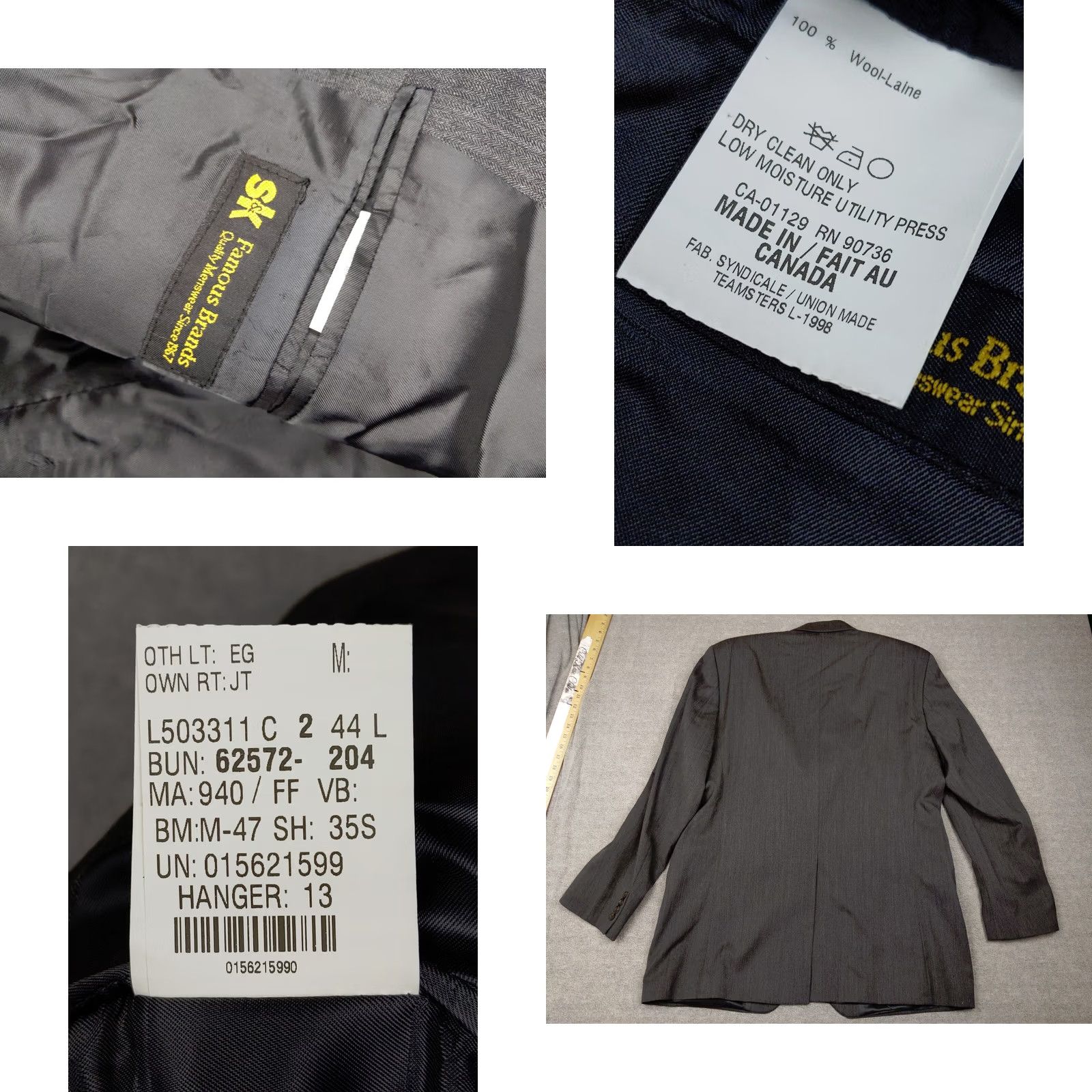 Ralph Lauren VINTAGE Ralph Lauren Chaps Men 44L Gray Herringbone Wool Blazer Jacket Blazer Notch Lapel 2 Button 4-Button Single-Breasted Fall Winter Mens Size 44R - 8 Thumbnail