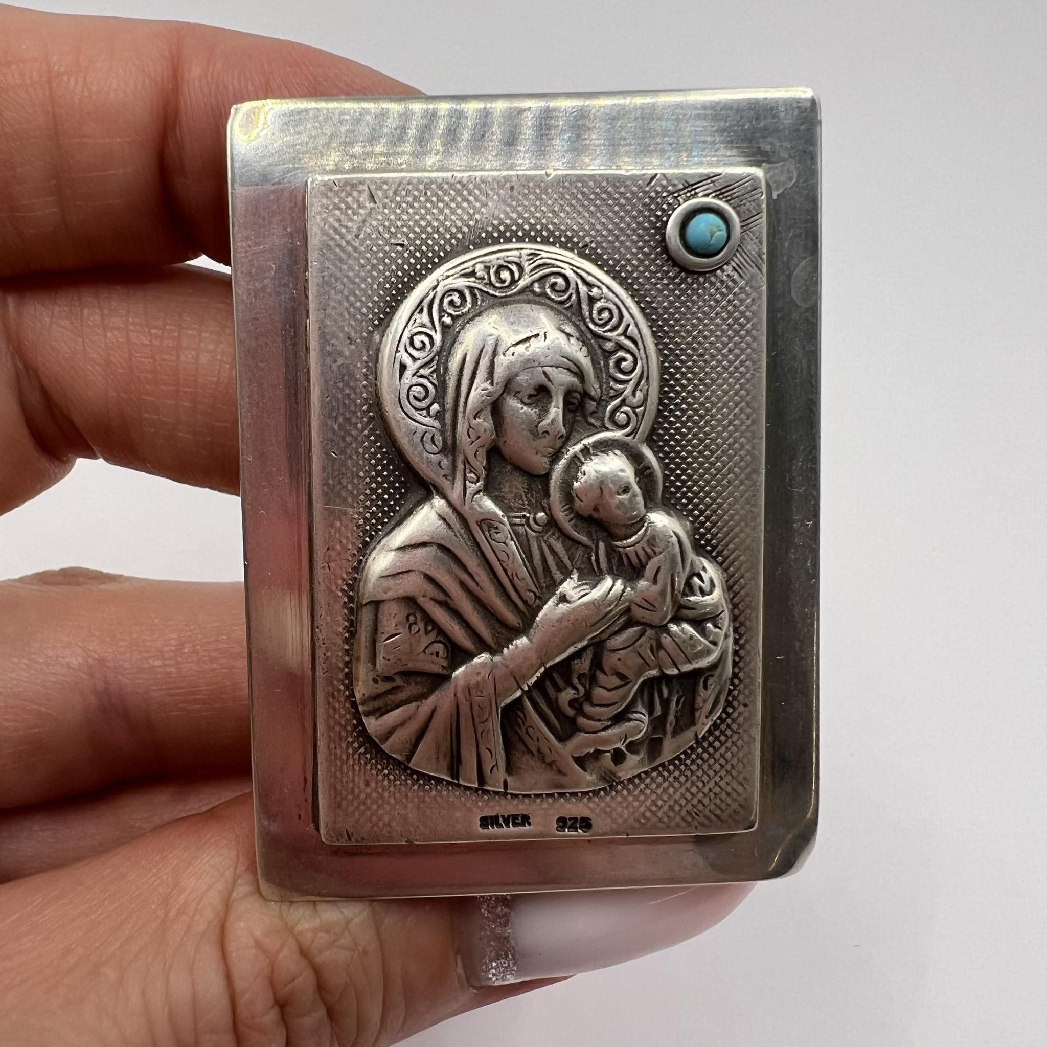 Vintage Silver 925 Icon Italy Turquoise Marked 49g