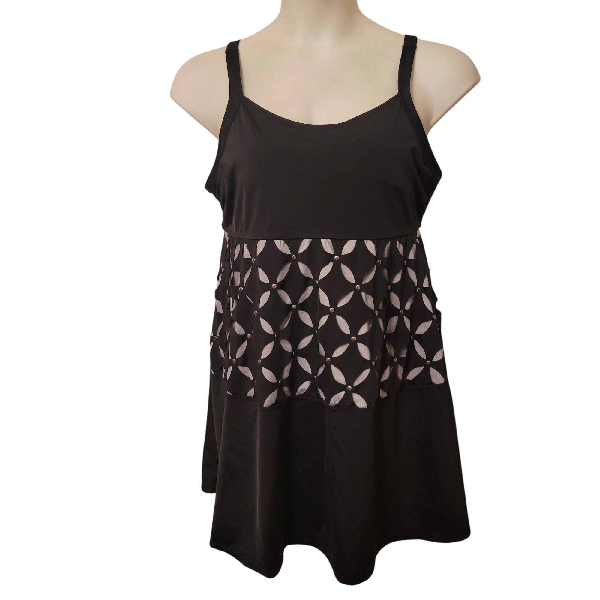 Other Roamans Swim Black Floral Cutout Tankini Swimsuit One Piece Size XL / US 12-14 / IT 48-50 - 1 Thumbnail