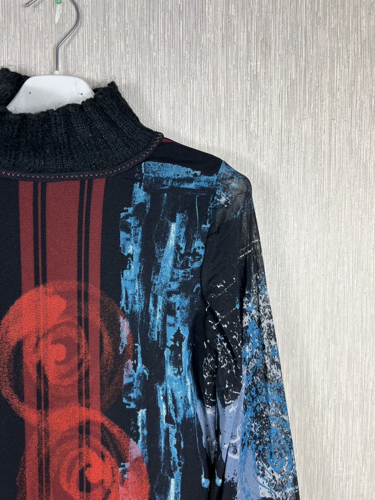 Jean Paul Gaultier Vintage Save the Queen! y2k mesh blouse puffy long sleeves Size XL / US 12-14 / IT 48-50 - 3 Thumbnail