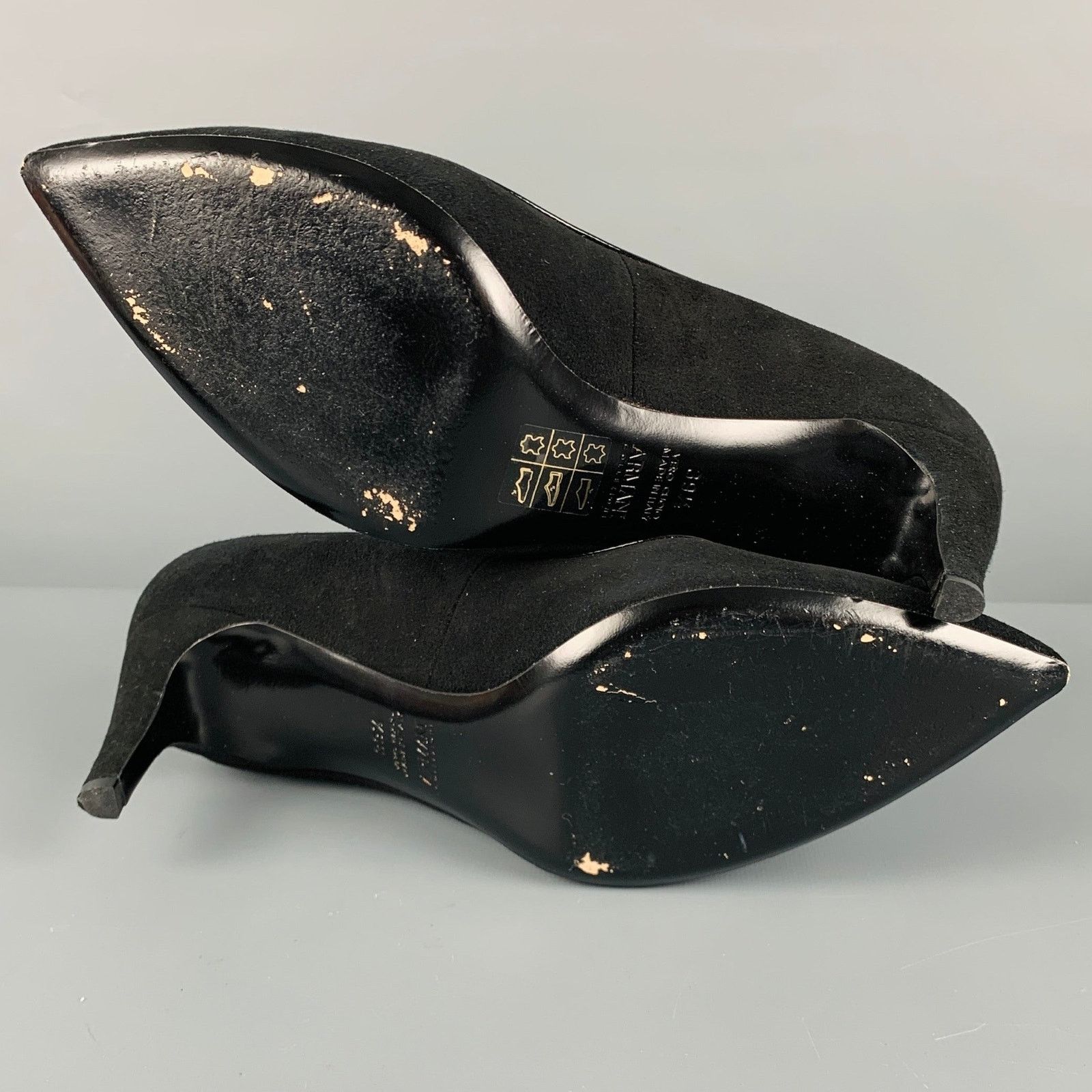 Armani Collezioni Size 9.5 Black Suede Patent Leather Classic Pumps Size US 9.5 / IT 39.5 - 6 Thumbnail