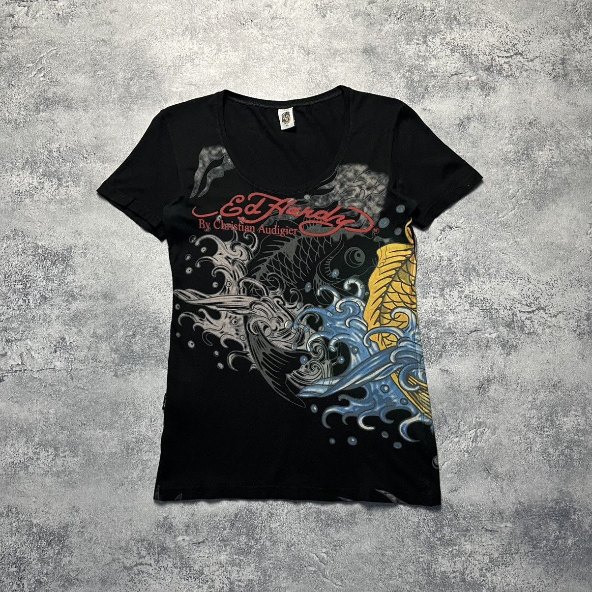 Ed Hardy Vintage Ed Hardy Christian Audigier All Over Print Tatoo Tee Size XL / US 12-14 / IT 48-50 - 1 Thumbnail