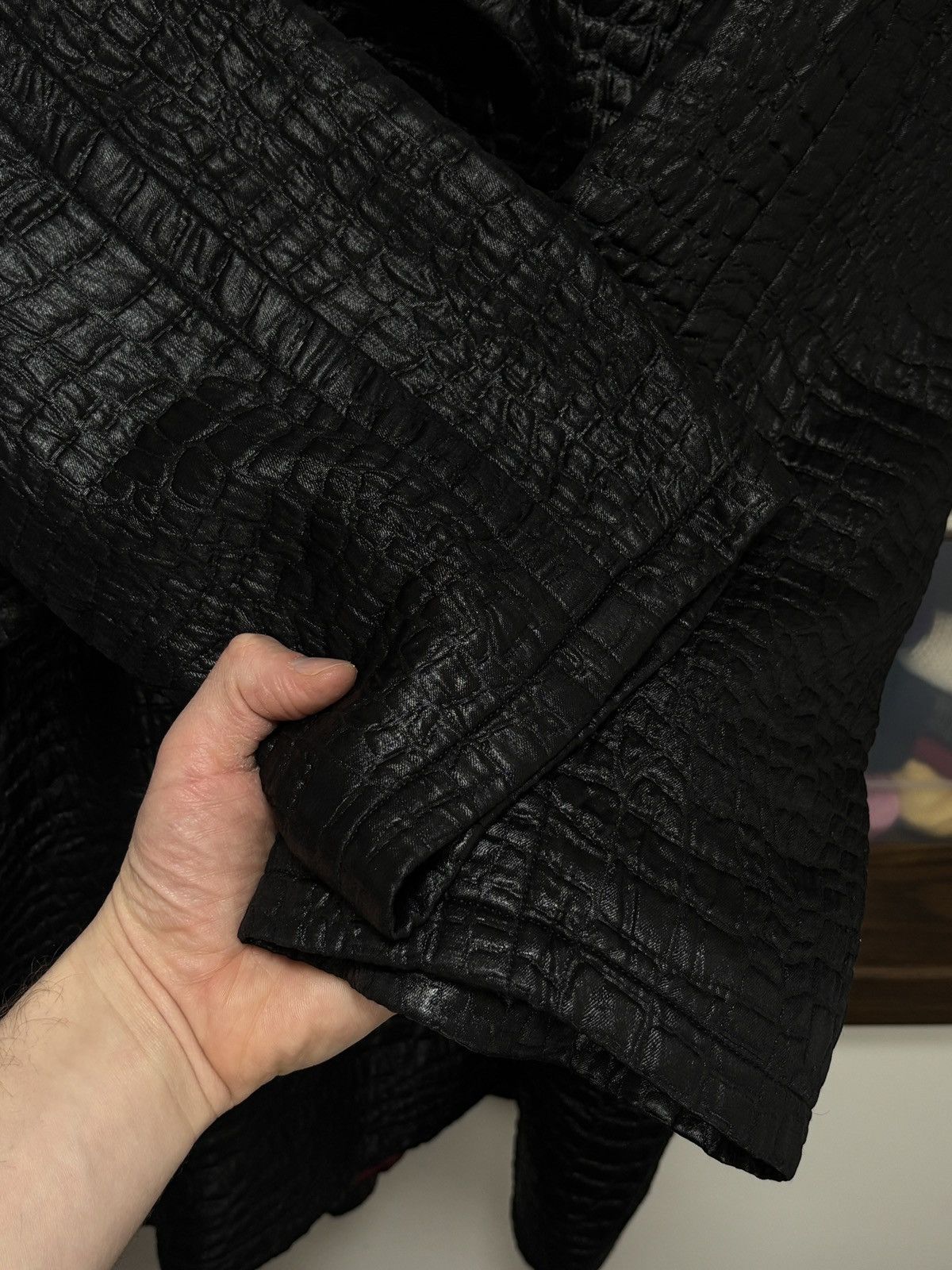 Saint Laurent Paris 80s Saint Laurent Rive Gauche Archive Croc Belted Coat Rare Size L / US 10 / IT 46 - 9 Thumbnail