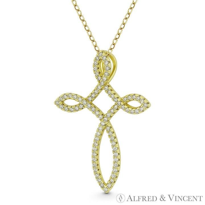 Other Loop Cross CZ Crystal Pave Pendant in .925 Sterling Silver Size ONE SIZE - 1 Preview