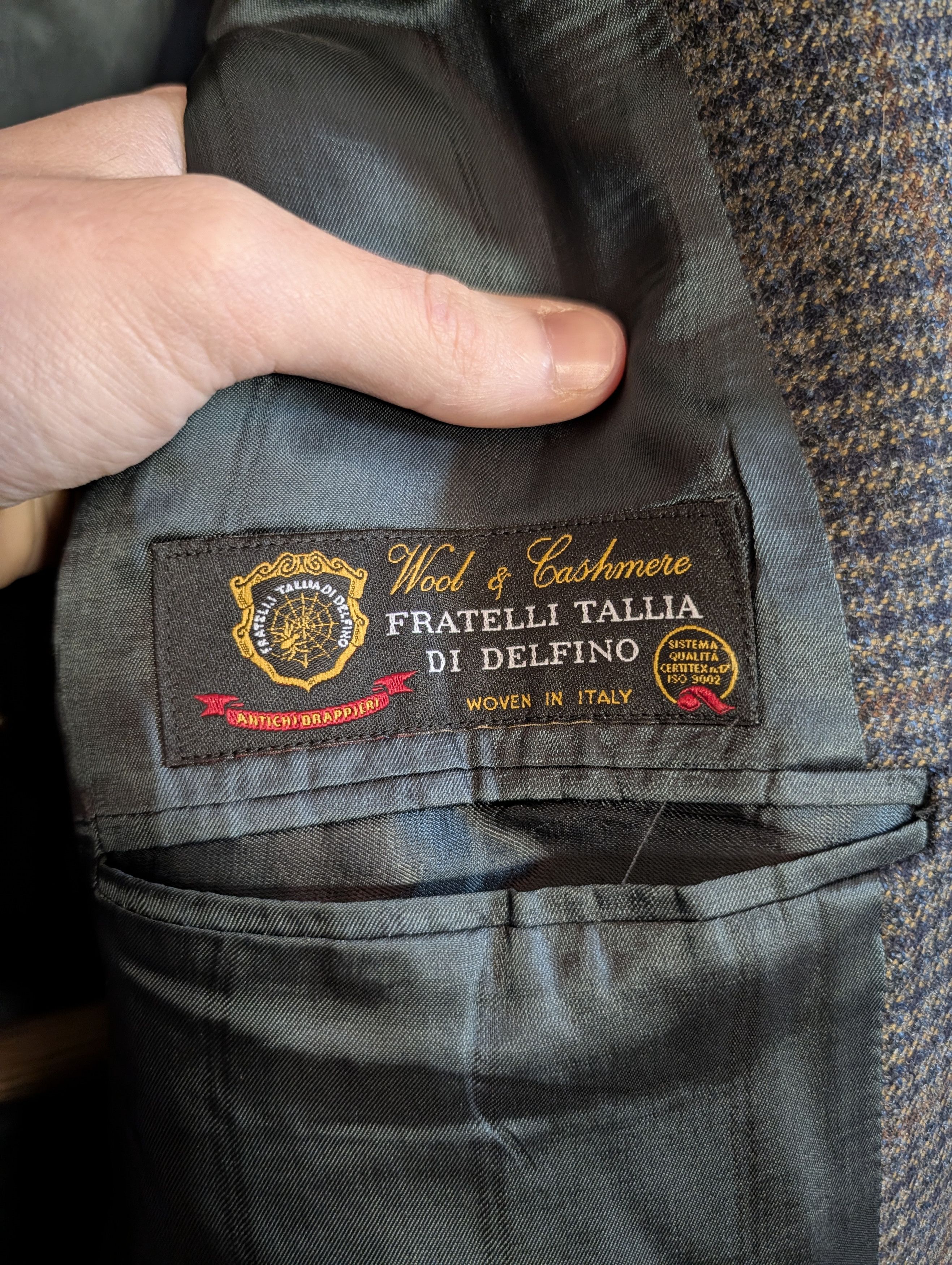 Tallia Tallia di Delfino wool & cashmere Italian plaid knit jacket Size 46S - 11 Thumbnail