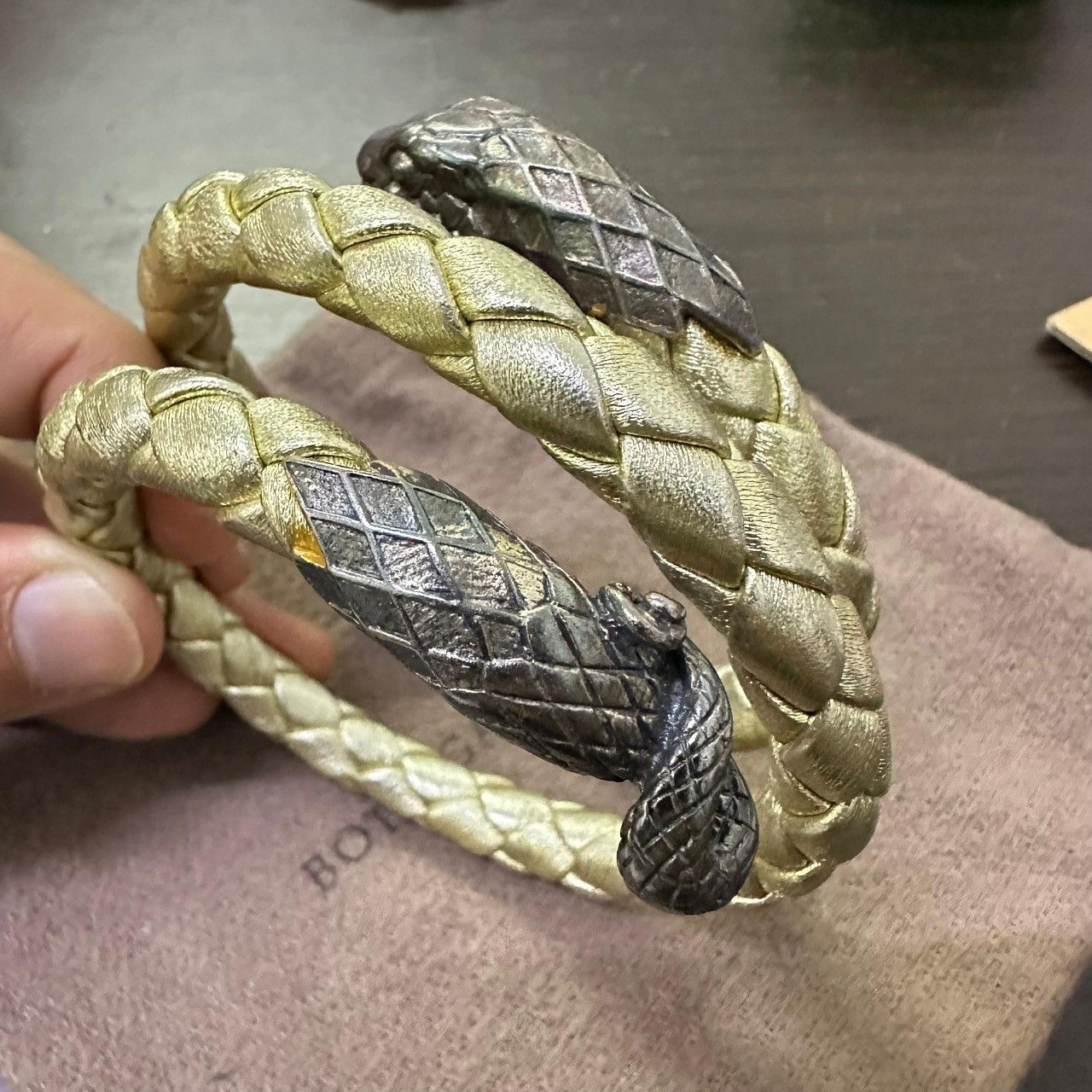 Bottega Veneta Bottega Veneta Vintage Snake Bracelet 925 Silver Leather Size ONE SIZE - 5 Thumbnail