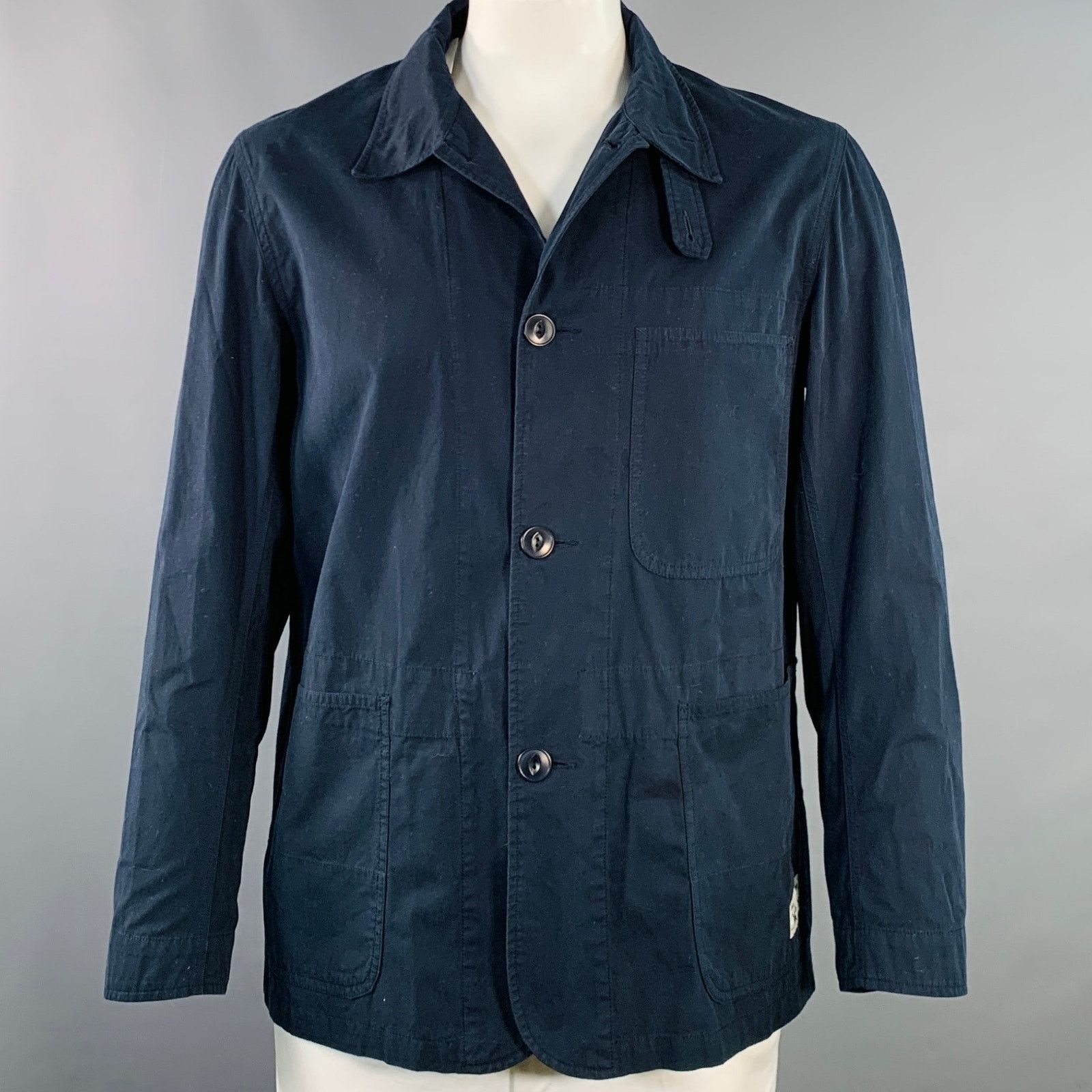 Size L Navy Organic Cotton Shirt Chore Jacket