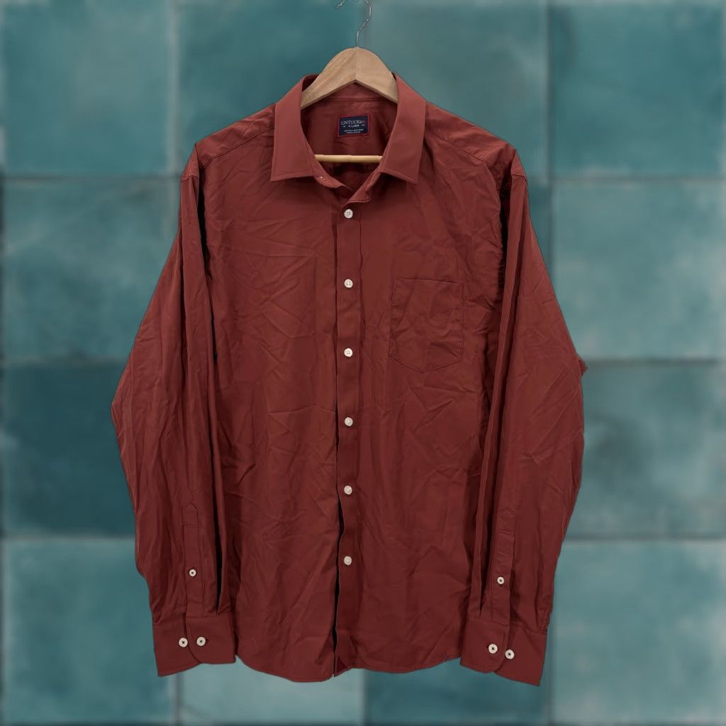 UNTUCKit VINTAGE? No. UNTUCKit Dress Shirt Mens XXL Red Gironde Nylon Performance Stretch Shirt? Size 46R - 1 Thumbnail