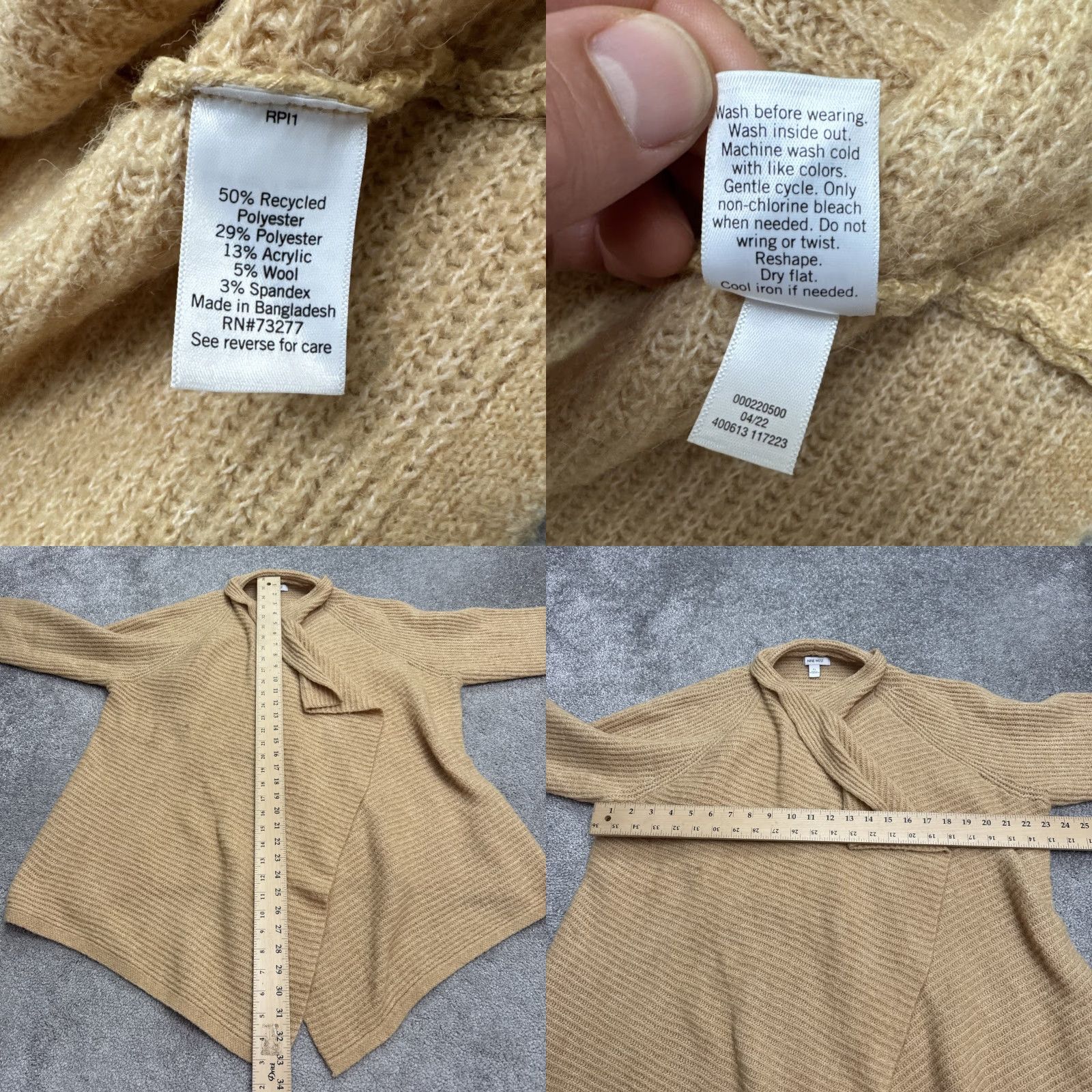 Nine West VINTAGE Nine West Wool Blend Open Front Cardigan Sweater Womens XL Brown Casual Knit Autumn Winter Size XL / US 12-14 / IT 48-50 - 8 Thumbnail