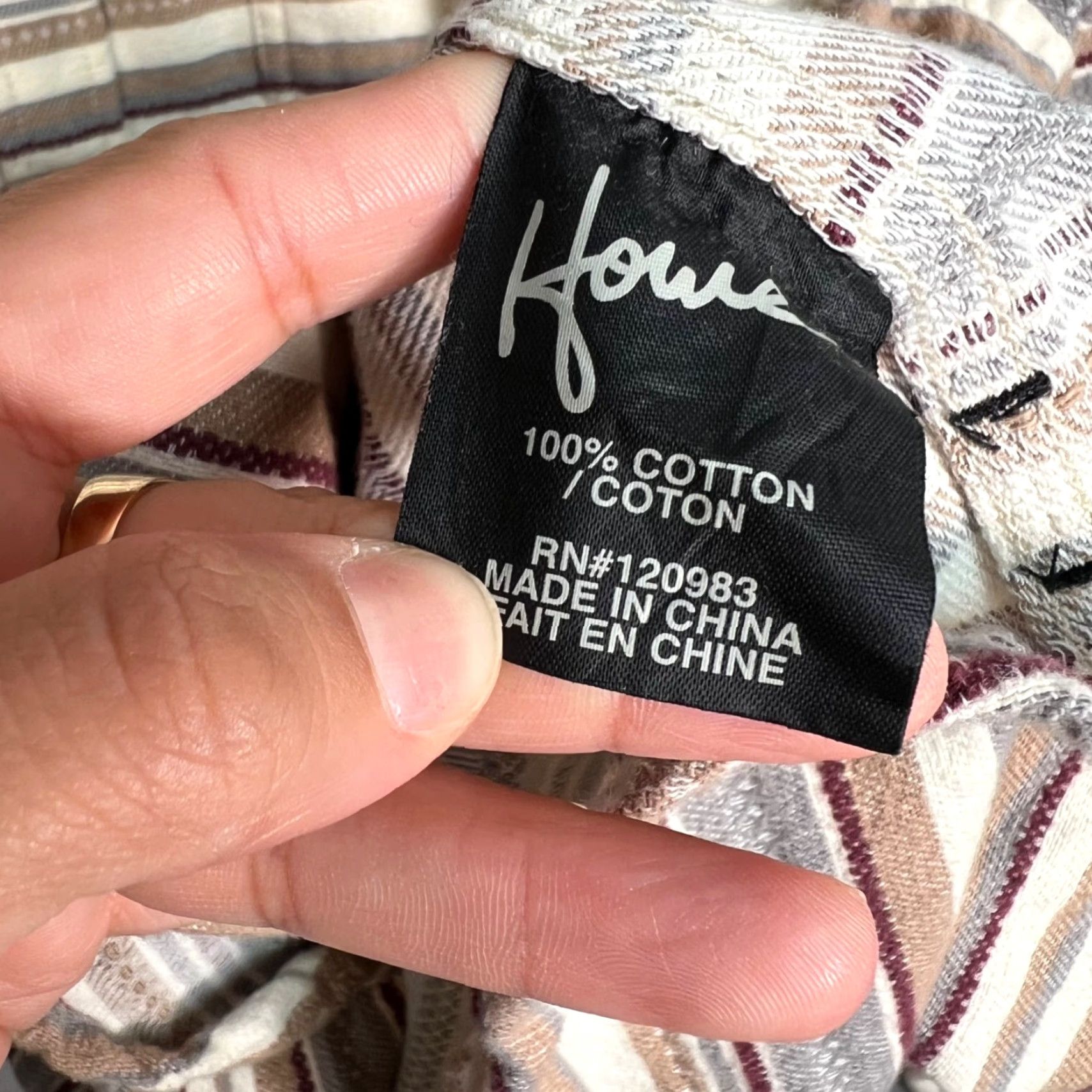 Vintage VINTAGE Howe Striped Shirt Mens Large Adult Brown Cotton Button-Up Long Sleeve - 90s Style, Workwear Mens Size L Size US L / EU 52-54 / 3 - 4 Thumbnail