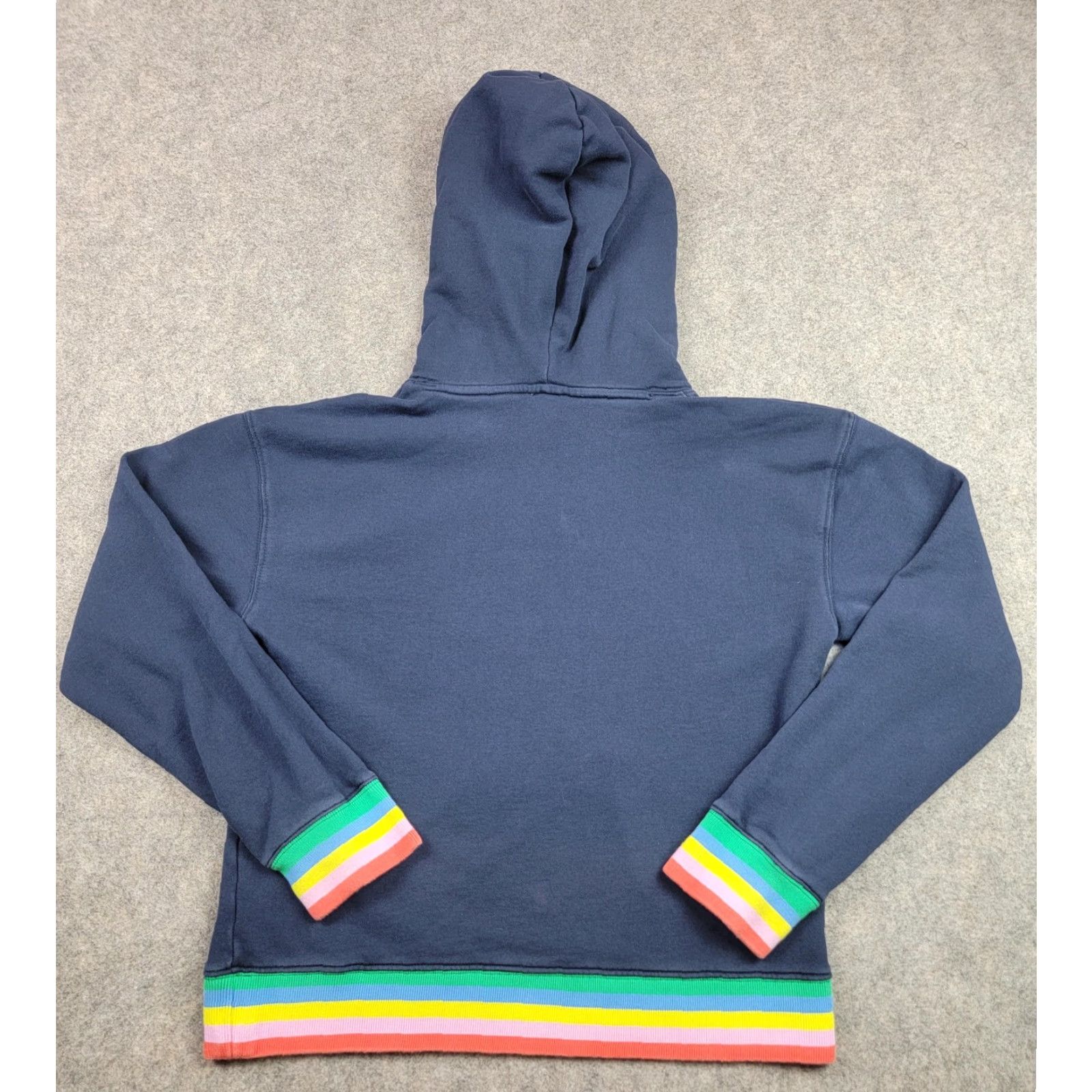 J.Crew J.CREW Hoodie Womens Medium Weekend Rainbow Stripe Pullover Pocket Cotton Blue Size M / US 6-8 / IT 42-44 - 6 Thumbnail