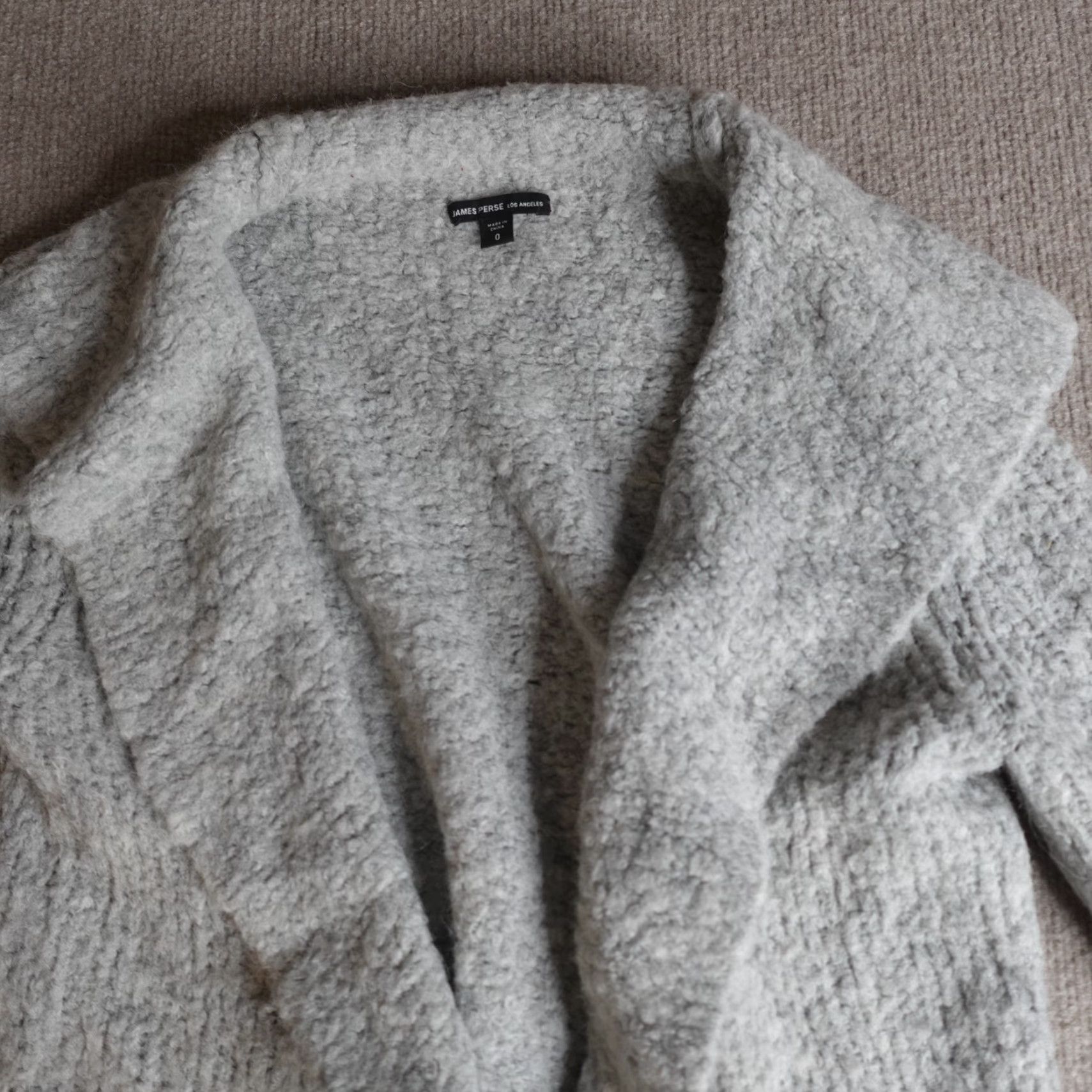 James Perse James Perse Womens Sweater XS Gray Open Front Boucle Cardigan Size XS / US 0-2 / IT 36-38 - 7 Thumbnail