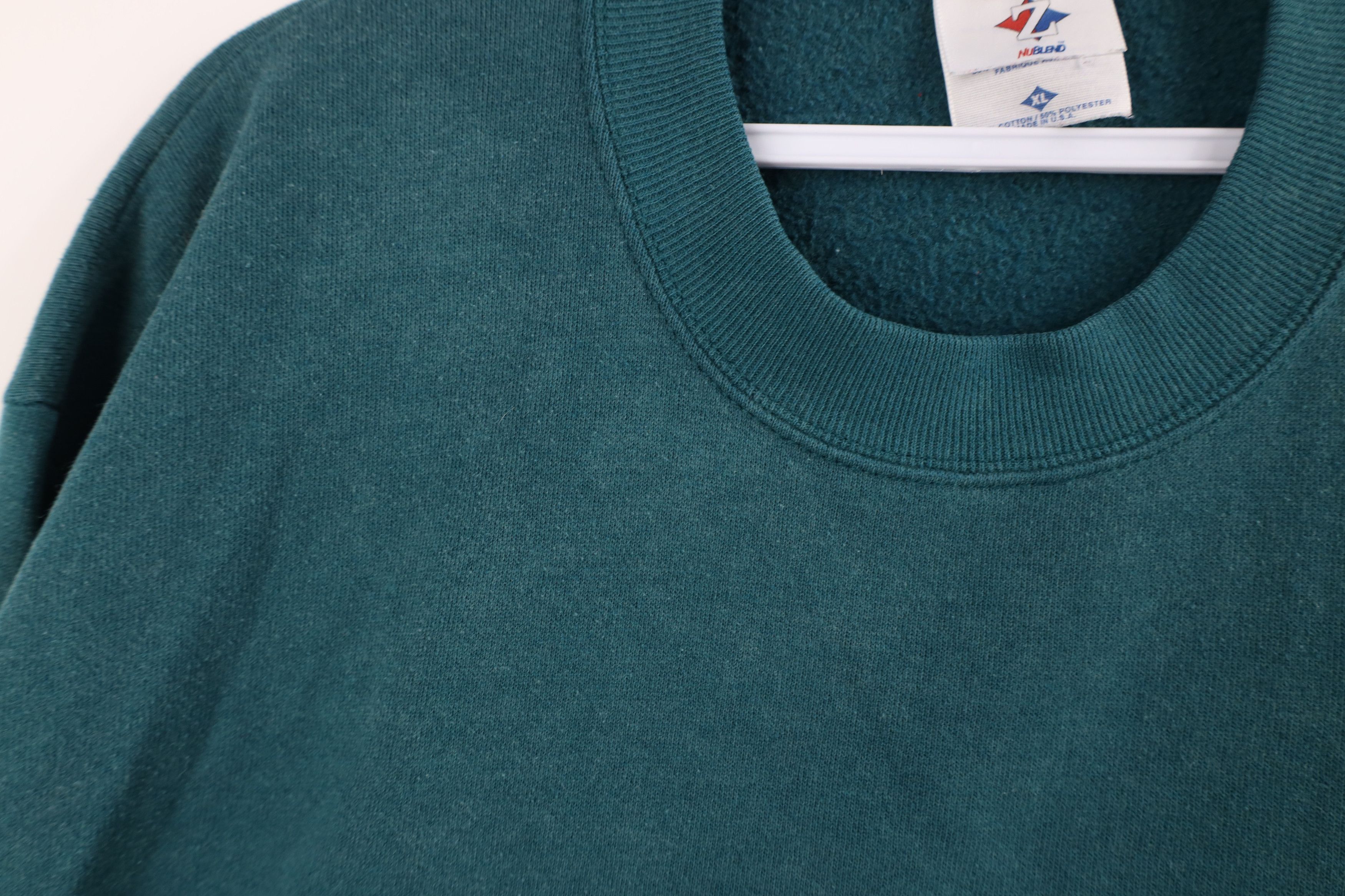 Vintage Vintage 90s Streetwear Blank Crewneck Sweatshirt Teal USA Size US XL / EU 56 / 4 - 4 Thumbnail