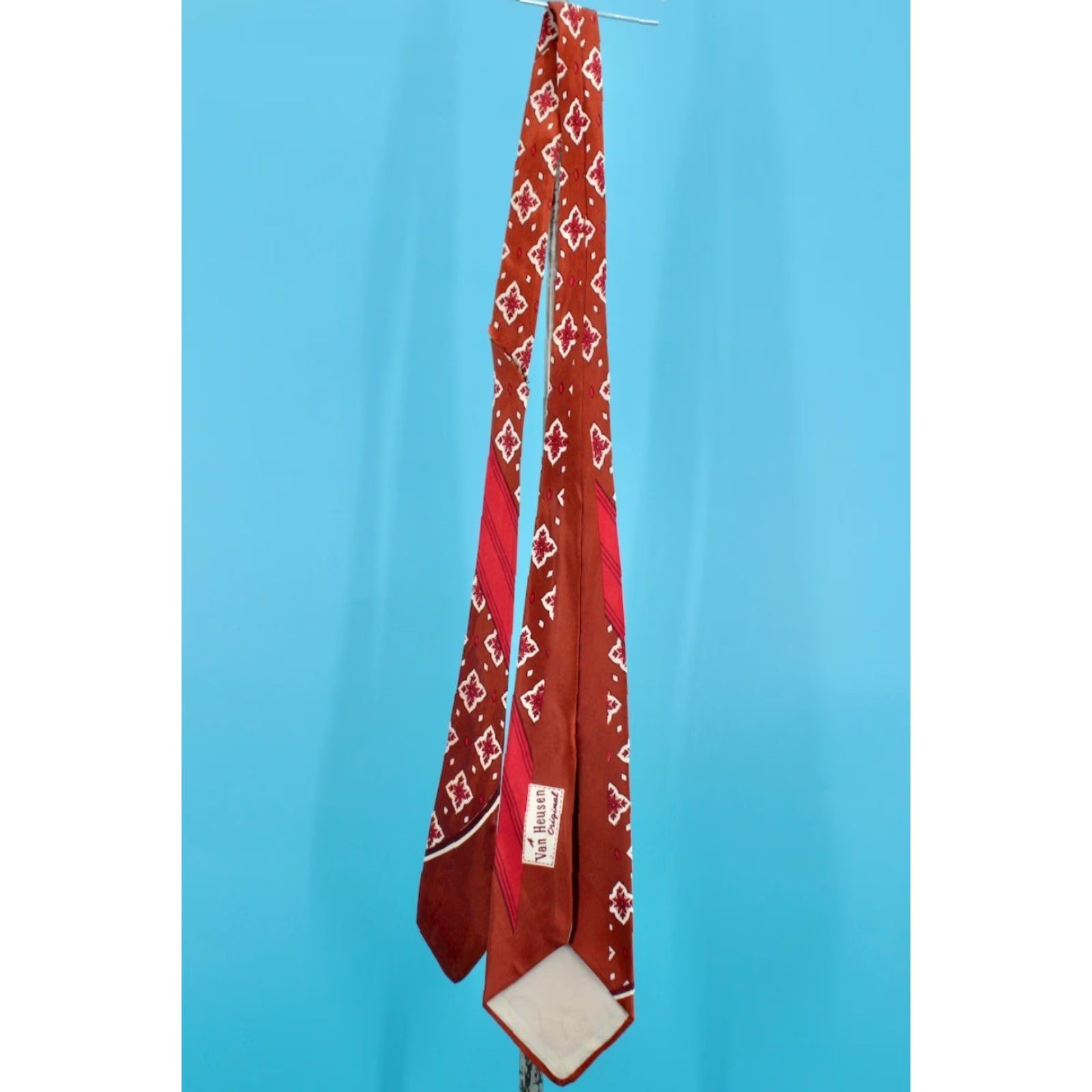 Van Heusen VTG Van Heusen Neck Tie 1940s Men’s Brown Red Satin 40s Tie - Vintage Men's Tie 52" Long Brown & Red Necktie Size ONE SIZE - 7 Thumbnail