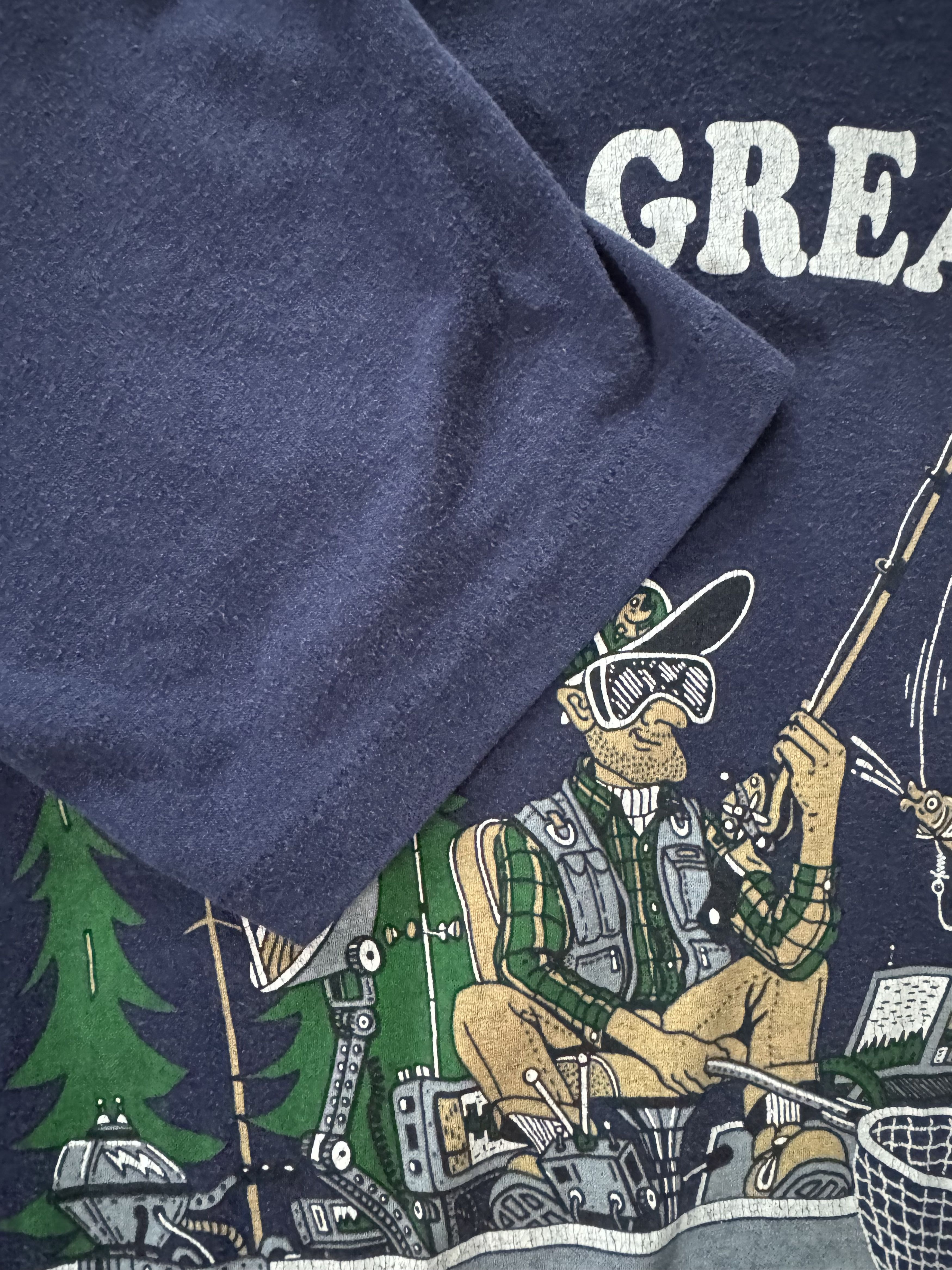 Jerzees × Vintage 1990 World's Greatest Fisherman Humor T-shirt Size US M / EU 48-50 / 2 - 6 Thumbnail