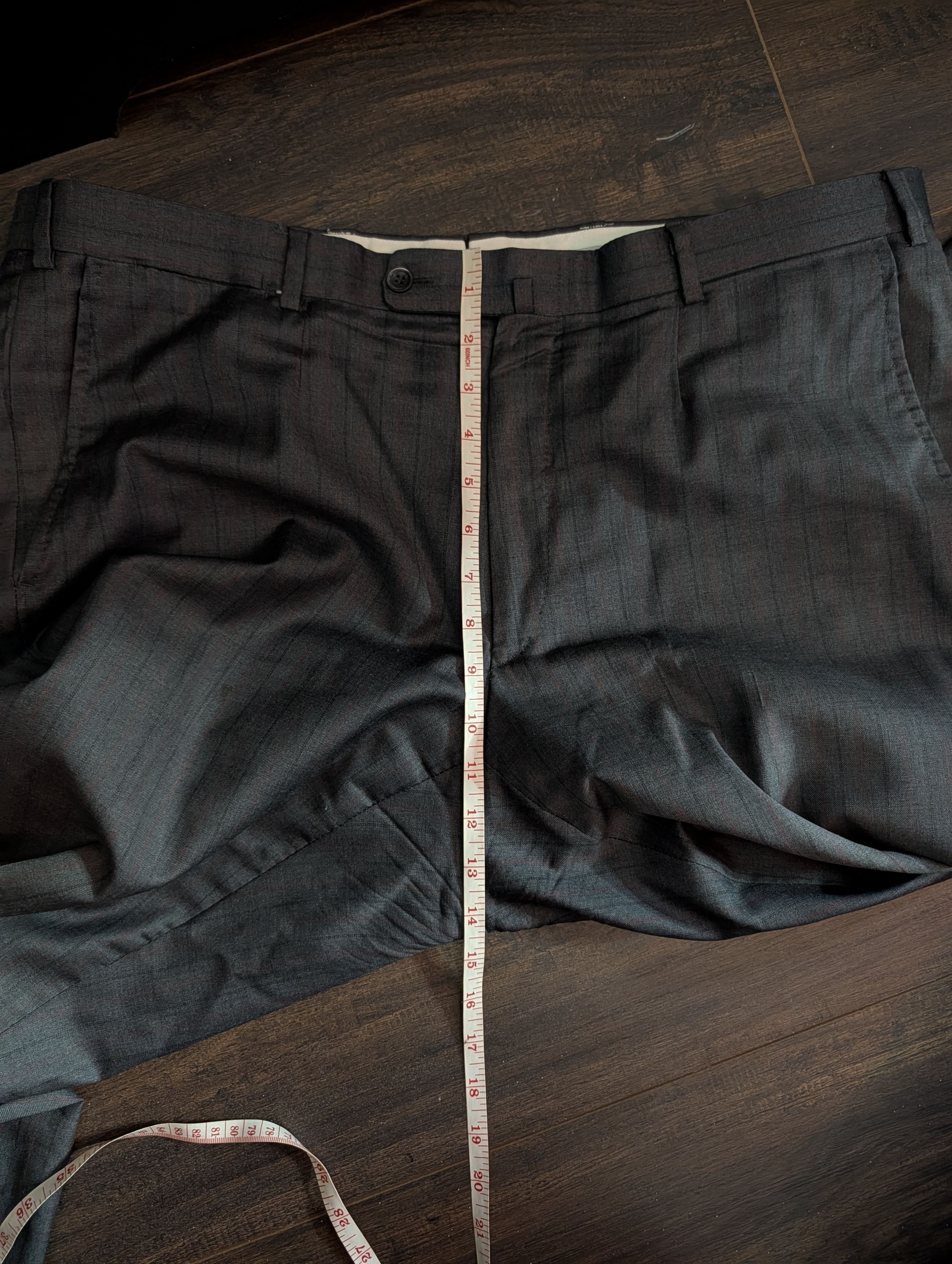 Isaia Timeless 140s wool pinstriped logo embroidery cuff pants Size US 40 / EU 56 - 20 Thumbnail