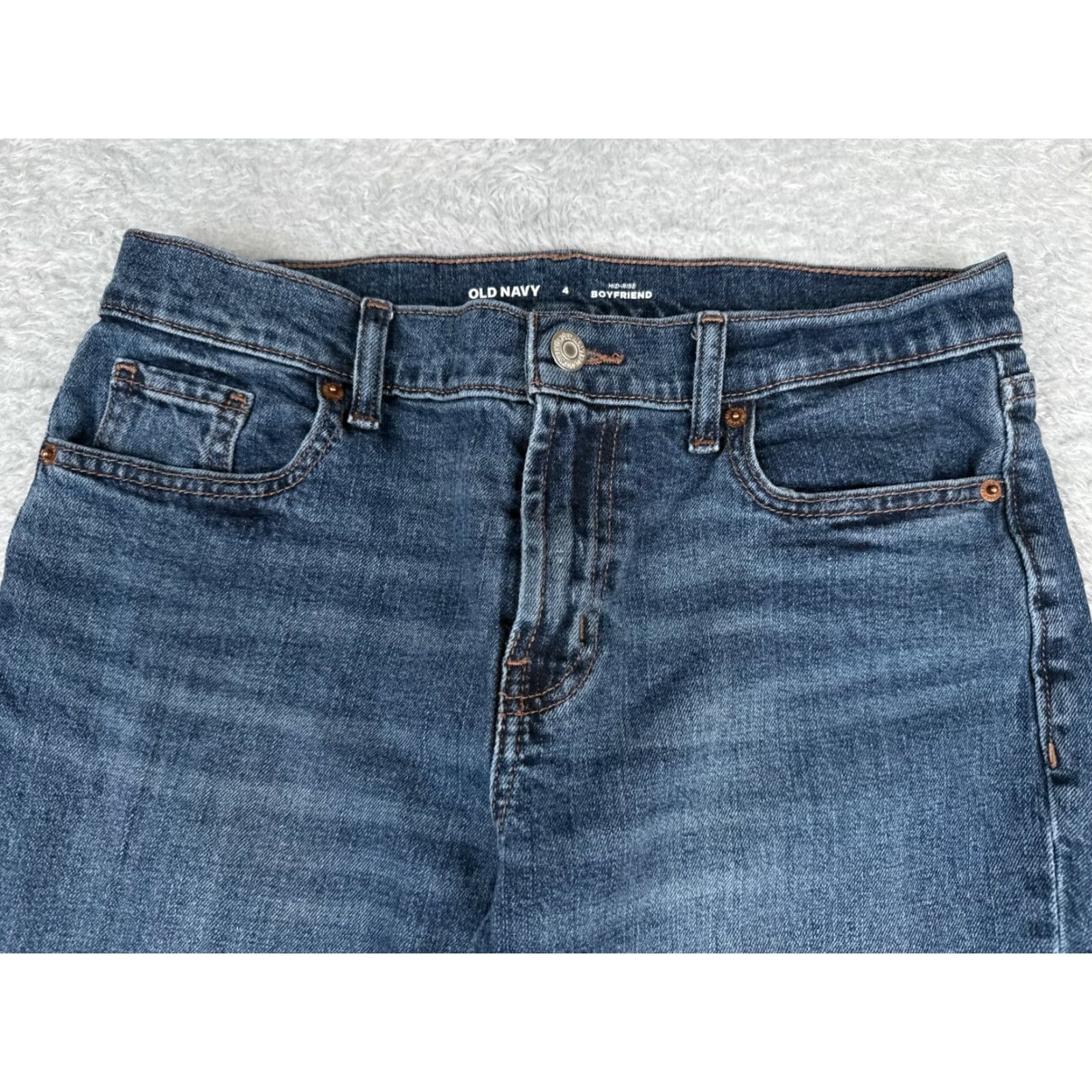 Old Navy VINTAGE Old Navy Jeans Womens 4 Blue Denim Boyfriend Mid Rise Raw Hem Cotton 28x24 Size 32" / US 10 / IT 46 - 4 Thumbnail