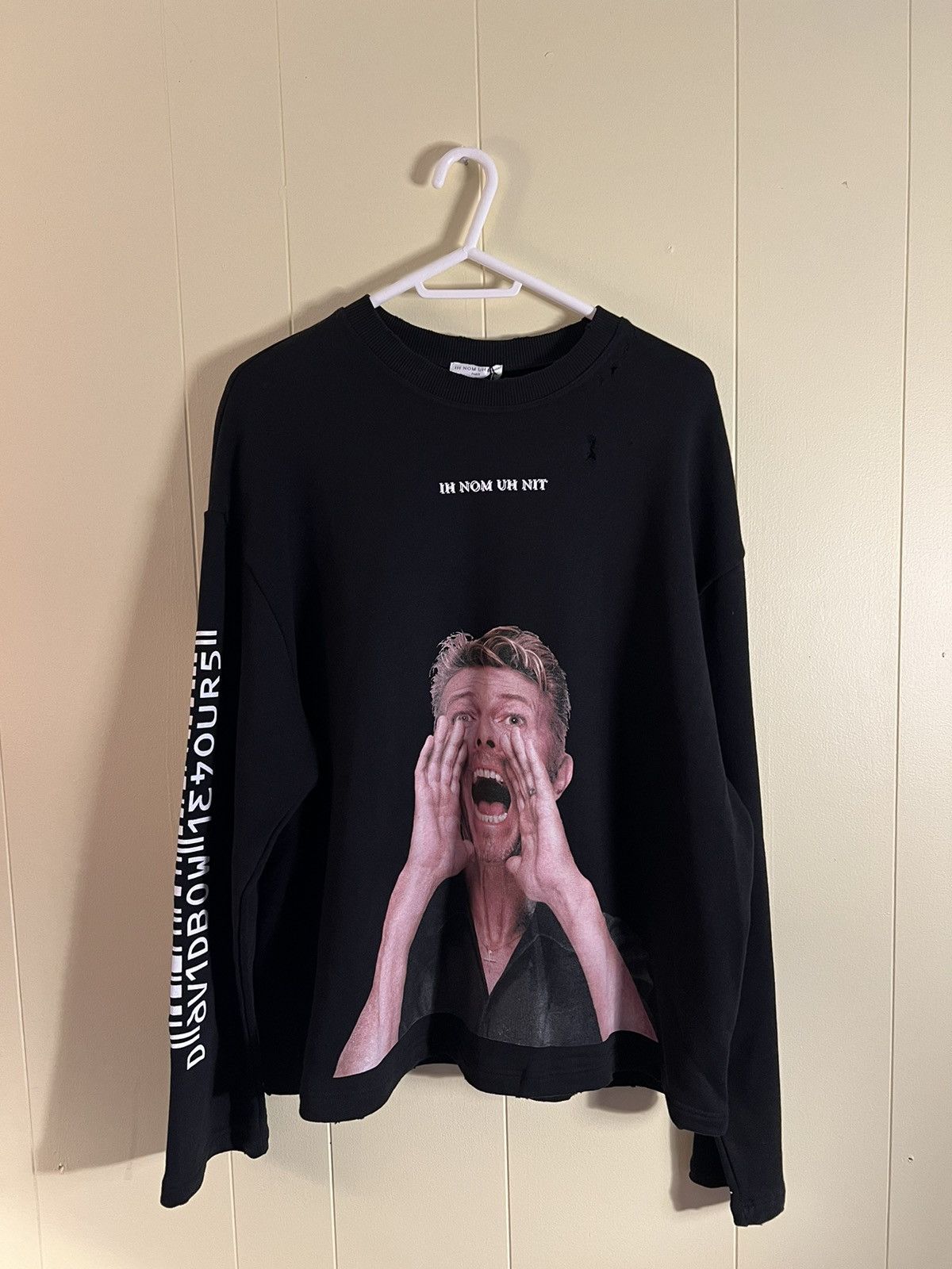 image of Ih Nom Uh Nit David Bowie Scream Long Sleeve in Black, Men's (Size Medium)