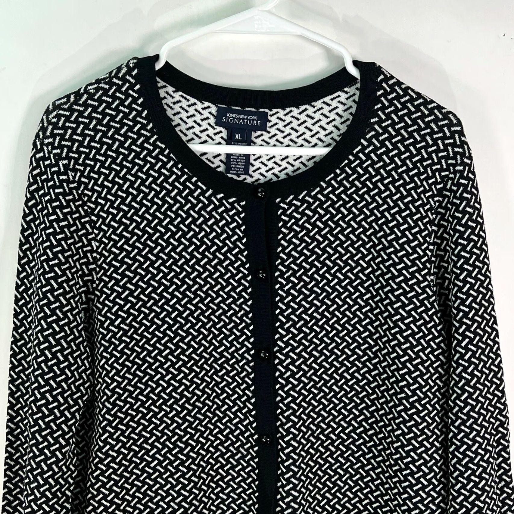 Jones New York Jones New York Signature Womens Cardigan 3/4 Sleeves Black XL Sweater Size XL / US 12-14 / IT 48-50 - 3 Thumbnail