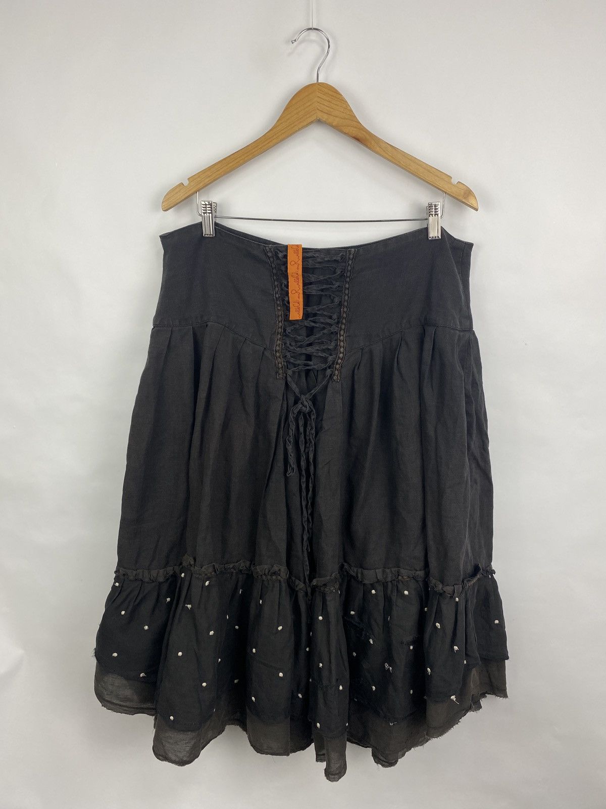 Designer Vintage 2000s Opium Eva I Walla Avant Gard Linen Skirt Y2K Size 25" / US 0 / IT 36 - 2 Thumbnail
