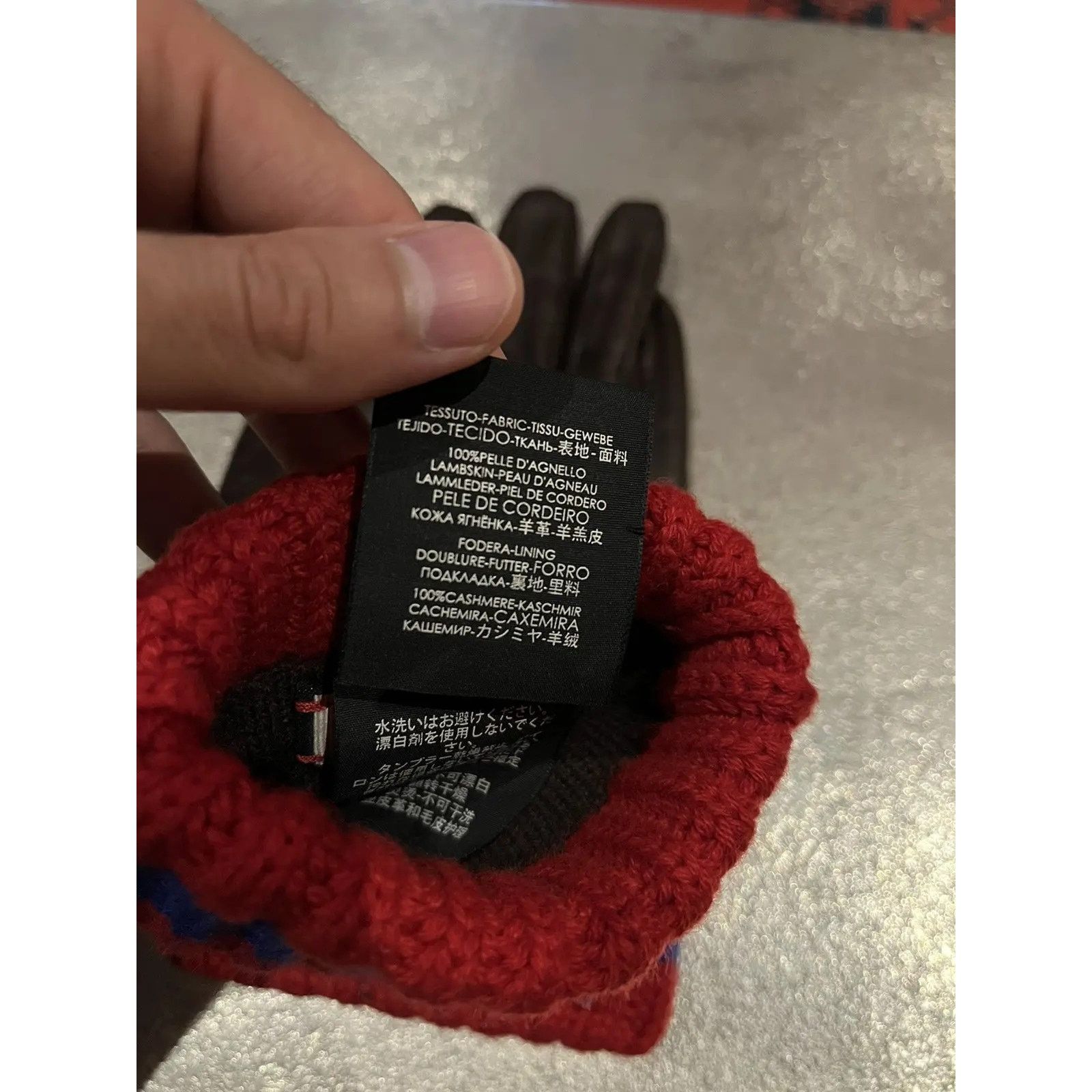 Gucci o1rshd1 Q:4 / 8/S Leather & Cashmere Cuff Gloves in Brown Size ONE SIZE - 8 Thumbnail