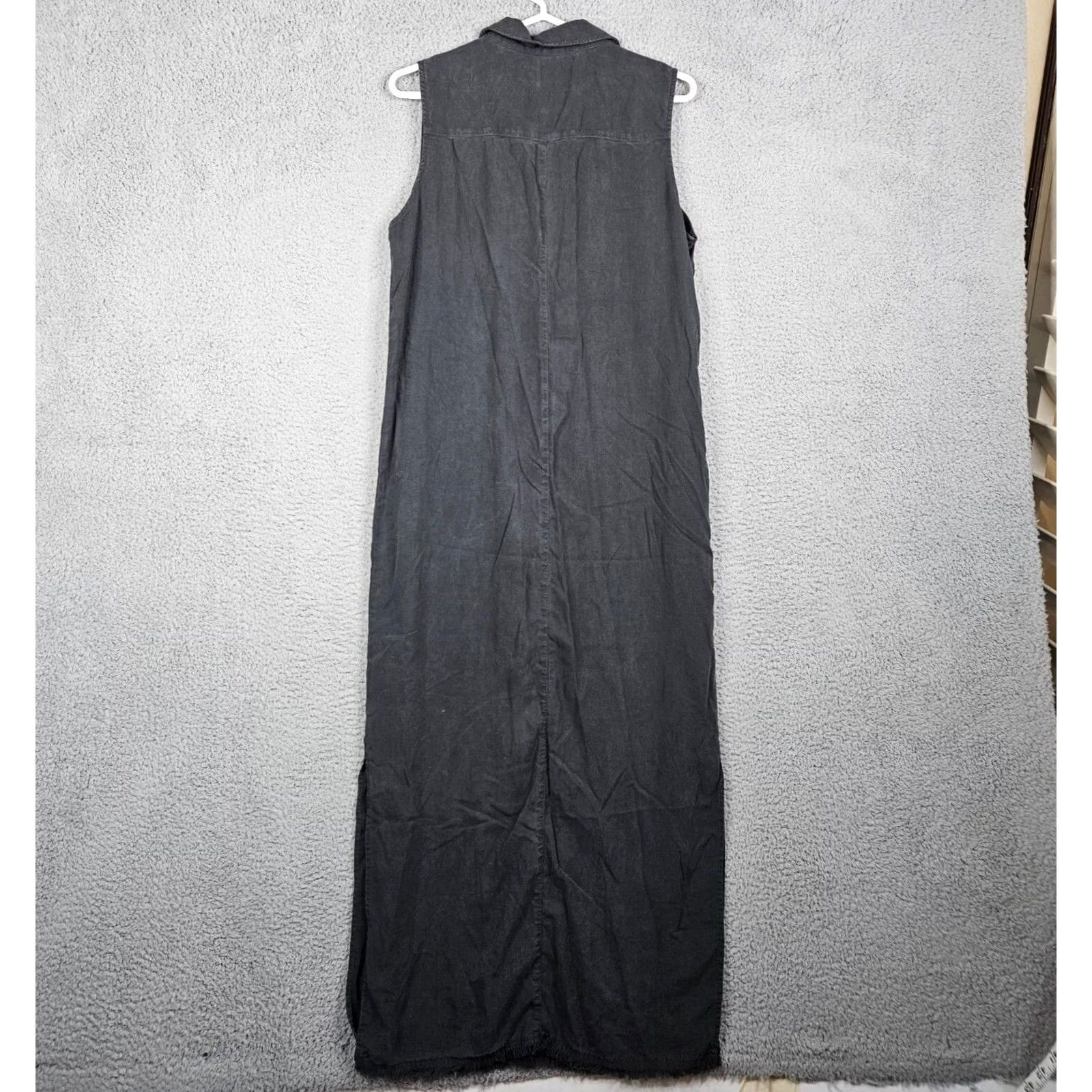Vintage SIDE STITCH Dress Women's Dark Gray Tencera Button Front A-Line Knee Length S Gray Size S / US 4 / IT 40 - 2 Thumbnail