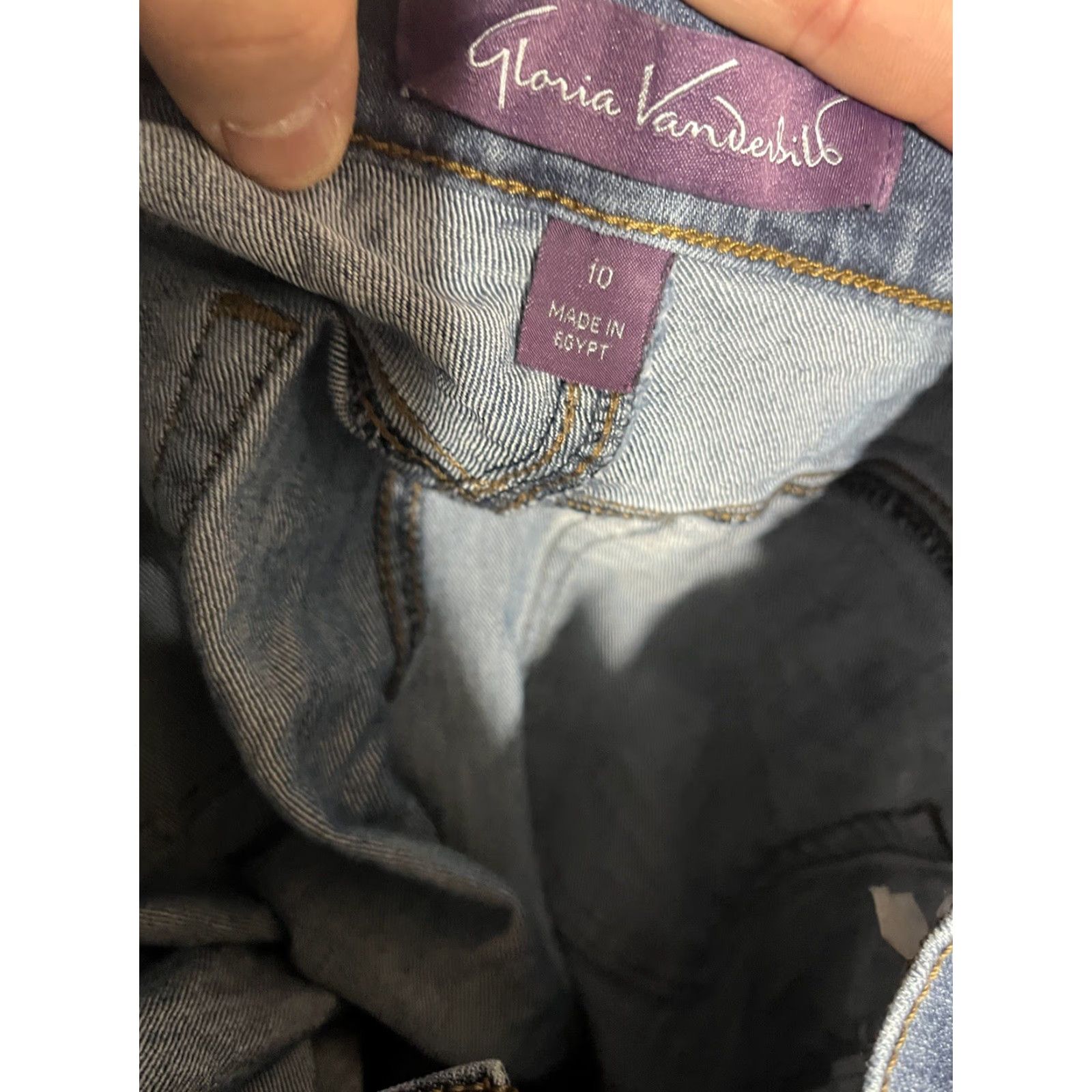 Gloria Vanderbilt Gloria Vanderbilt Jeans Womens 10 Blue Amanda Distres Straight Regular Denim Jeans Size 33" - 5 Thumbnail