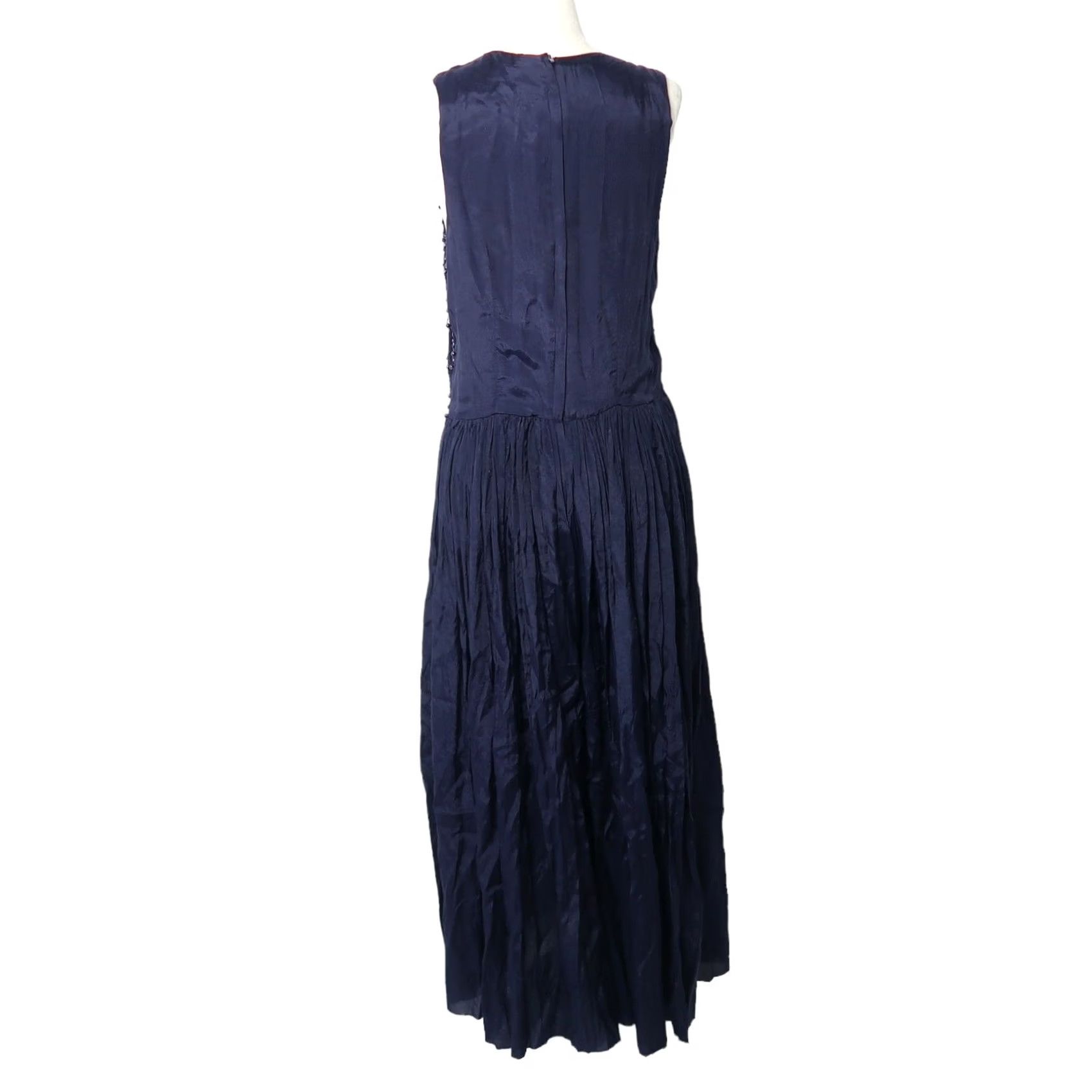 Vintage VINTAGE 90s Navy Blue Jumpsuit with Beaded Vest Top Wide Leg Cropped Sleeveless Rayon Jasmine S Womens Size 28" / US 6 / IT 42 - 5 Thumbnail