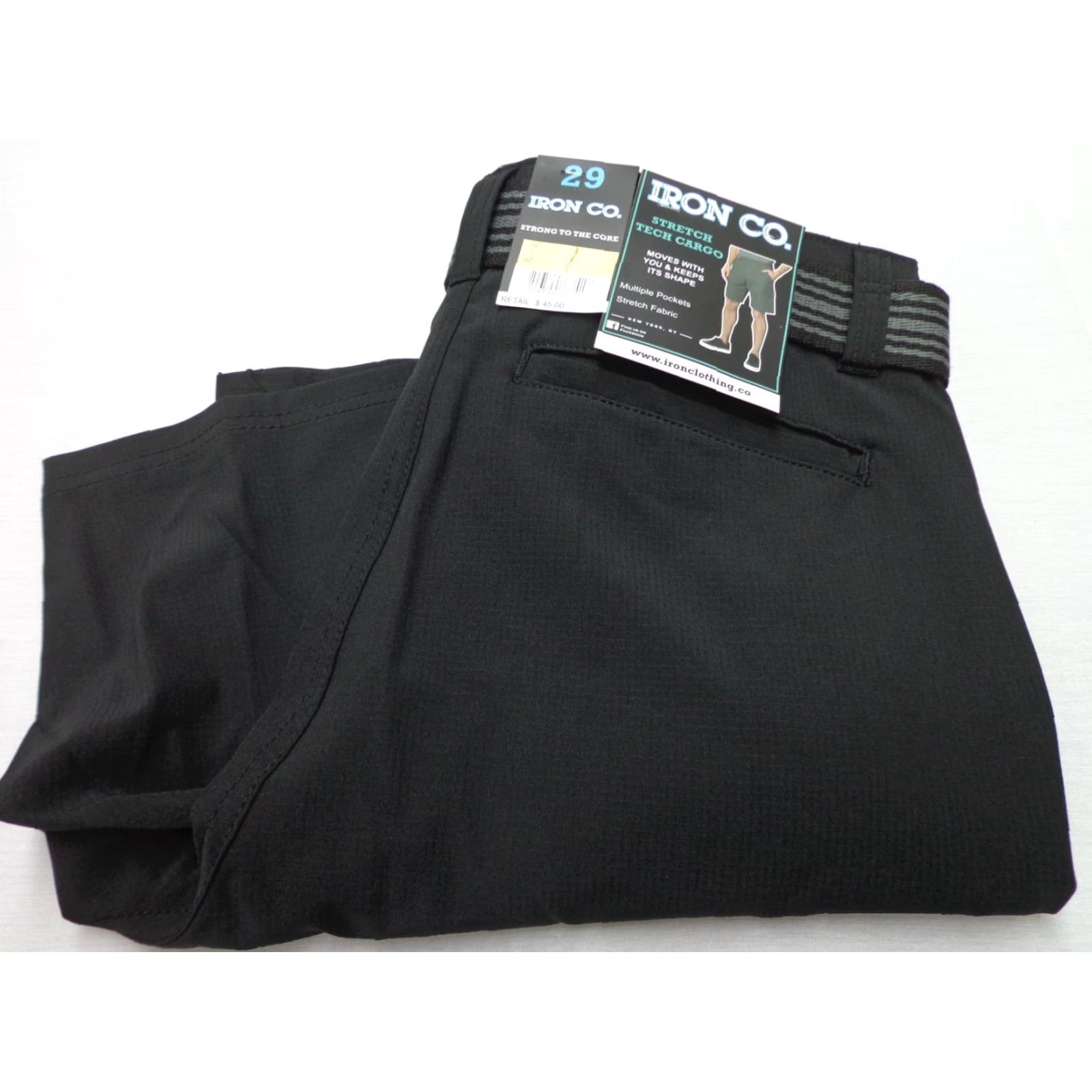 Vintage Iron Co. Warder Stretch Tech Belted Cargo Shorts Black 29 NEW Size US 29 - 2 Thumbnail