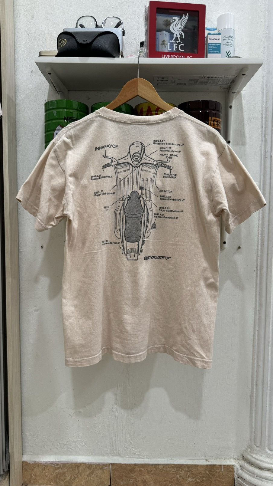 image of Band Tees x Ben Sherman Bind Offervtg Snuff Japan Tour Vespa Logo Like Ben Sherman in Cream (Size L