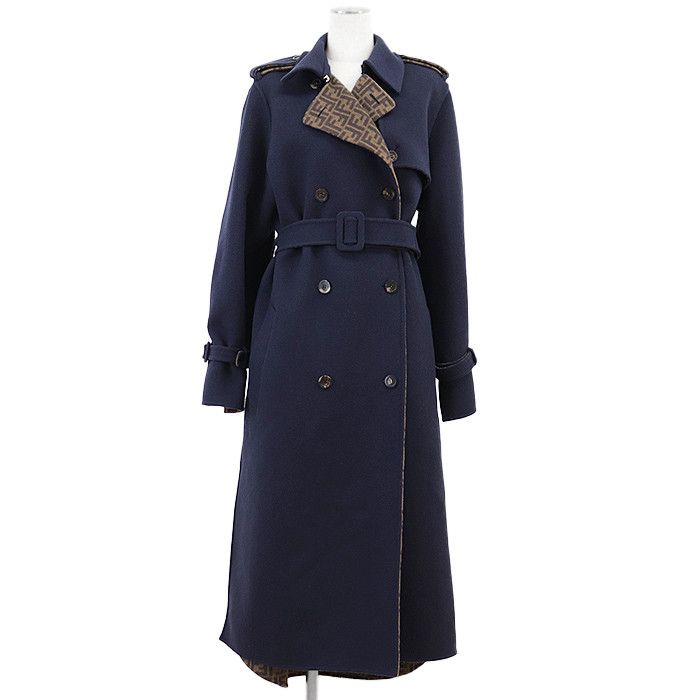 Fendi Fendi Fendi FF Zuccha Monogram Wool Silk Coat Textile Outerwear DUTY FREE for USA Size ONE SIZE - 1 Thumbnail