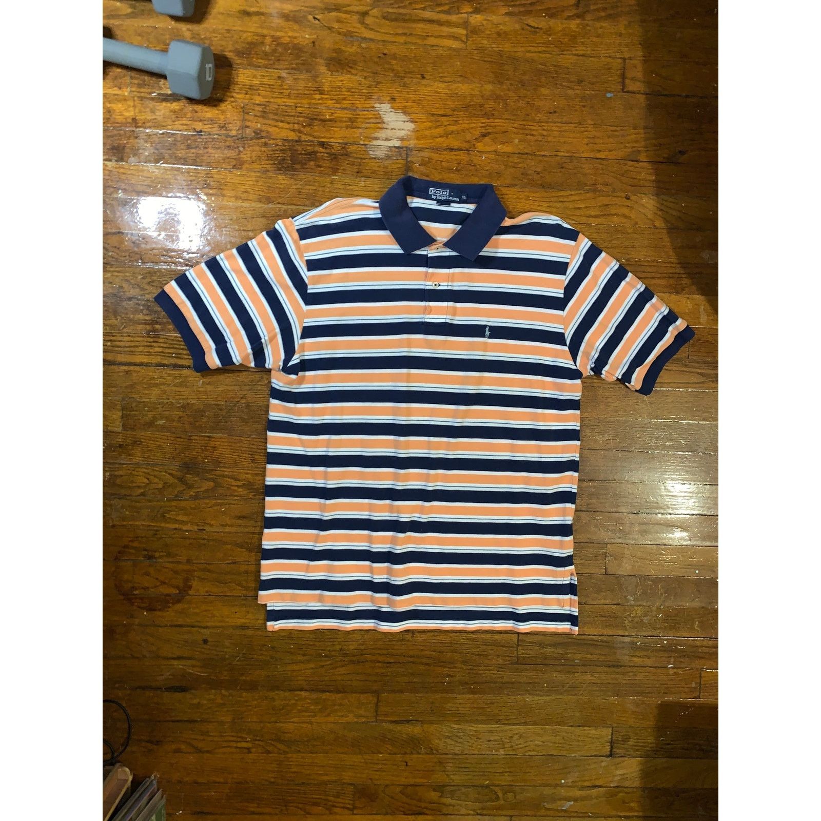 Polo Ralph Lauren × Vintage Polo Ralph Lauren Striped Polo Shirt XL Navy Orange White Size US XL / EU 56 / 4 - 2 Thumbnail
