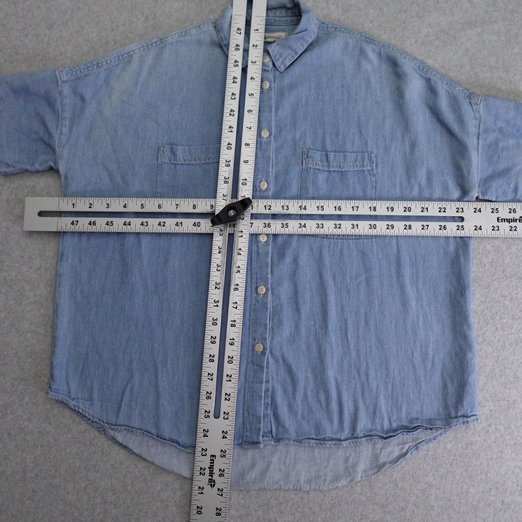 Madewell VINTAGE MADEWELL Shirt Womens Small Chambray Cap Sleeve Front Pocket Cotton Linen Size S / US 4 / IT 40 - 2 Thumbnail
