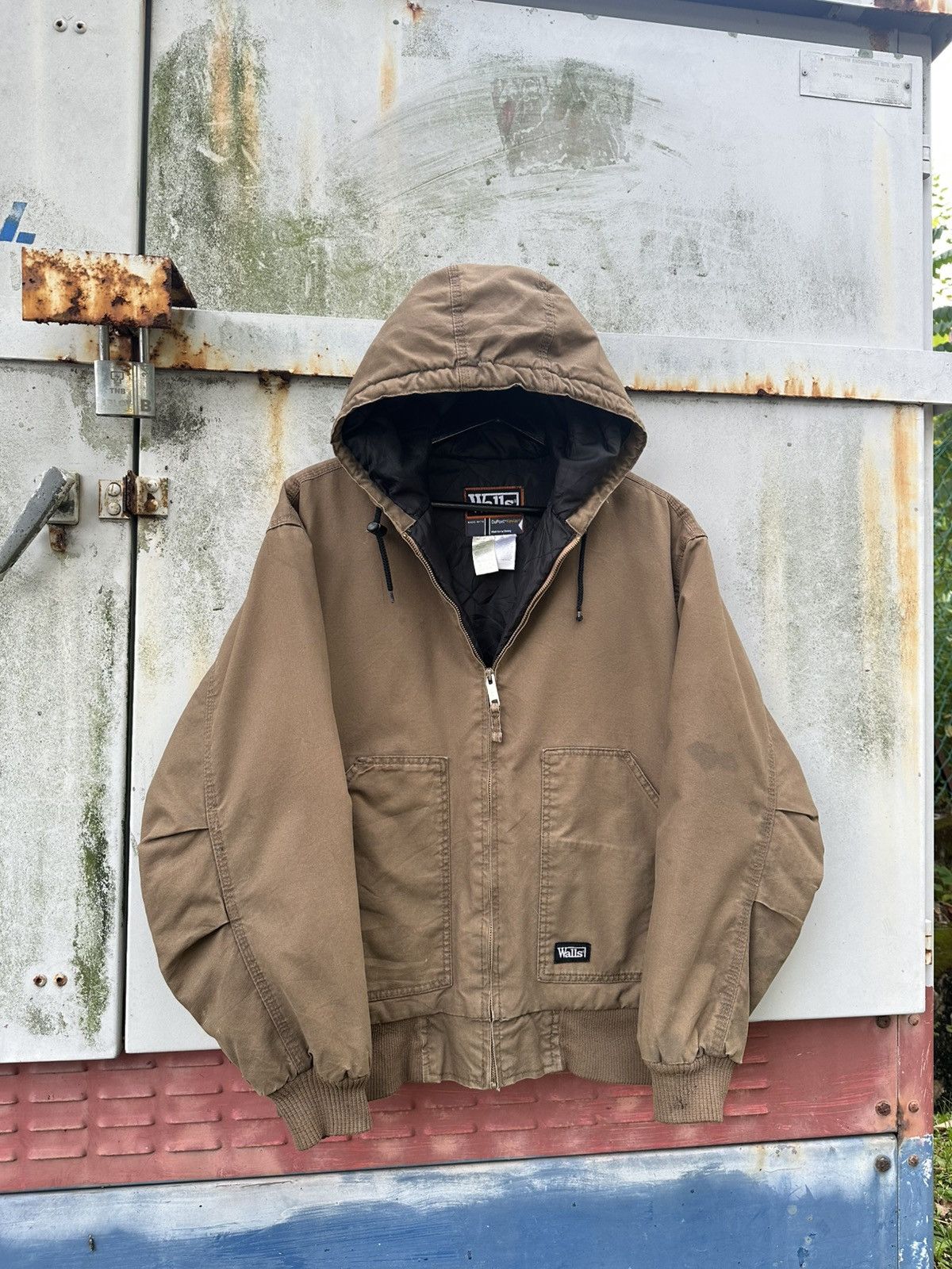 Vintage 👹Vintage Faded Walls Brown Hooded Bomber Jacket Size US M / EU 48-50 / 2 - 3 Thumbnail