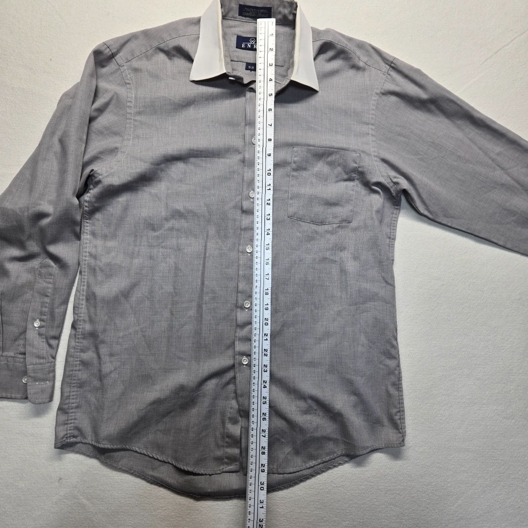 Enro ENRO Solid Gray Long Sleeve Button-Up Shirt Men Size 16 34 Adult Cotton Shirt Mens Gray 16 34 Size US L / EU 52-54 / 3 - 6 Thumbnail