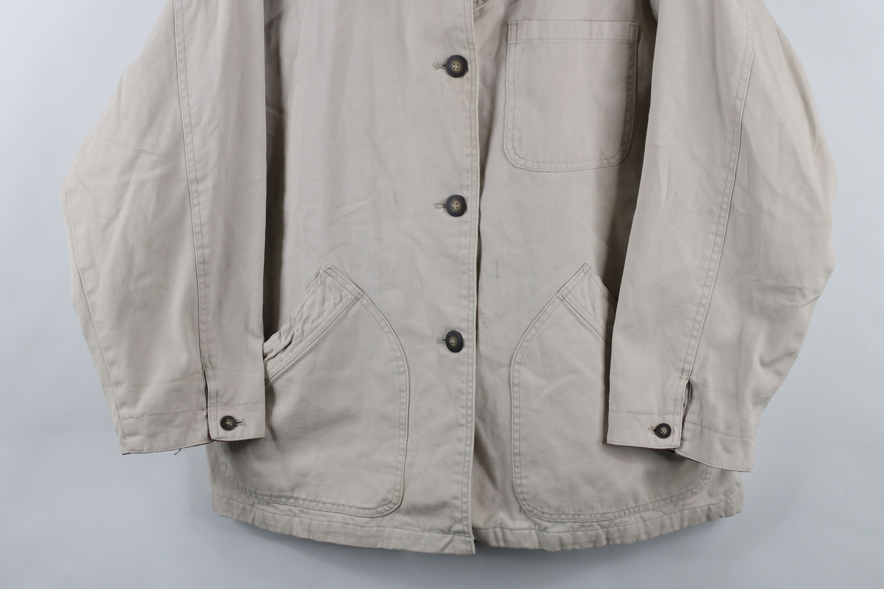 Vintage Vintage 90s Streetwear Flannel Lined Chore Barn Jacket Beige Size XL / US 12-14 / IT 48-50 - 3 Thumbnail